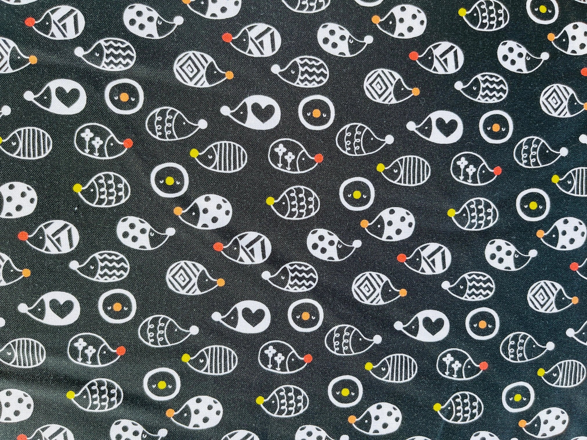 Neko No Yume-Nezume-Porcupine Hedgehog Charcoal Fabric.