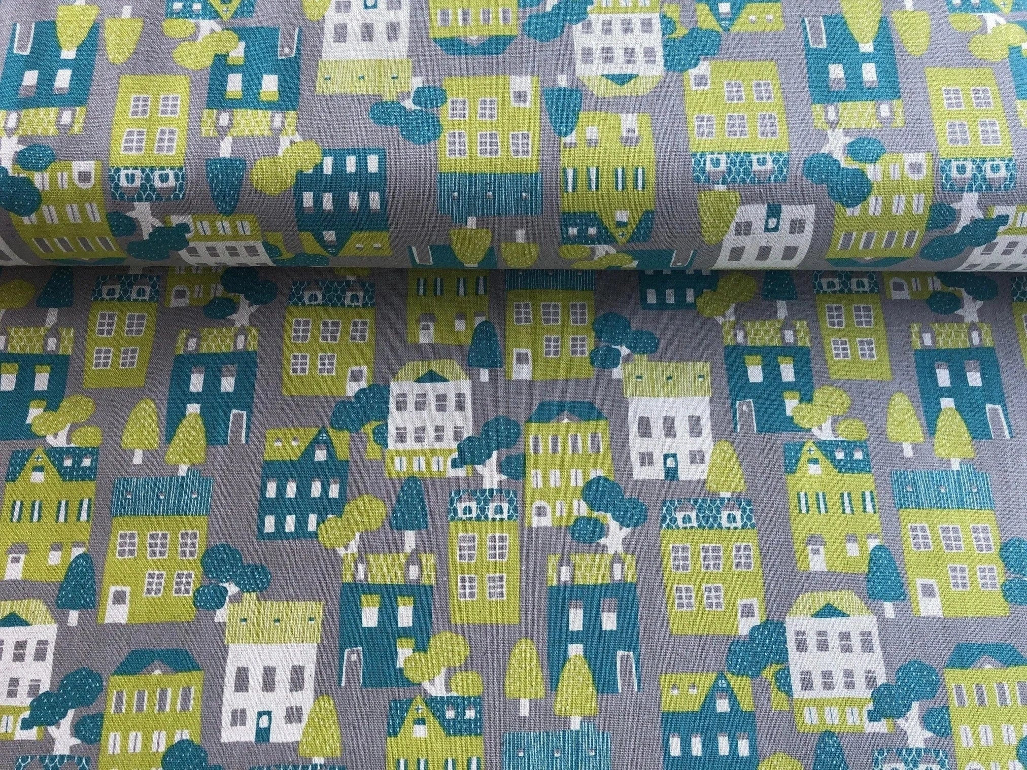 House - House Fabric - Robert Kaufman - Sevenberry - Cotton Flax - Gray House - C5620069