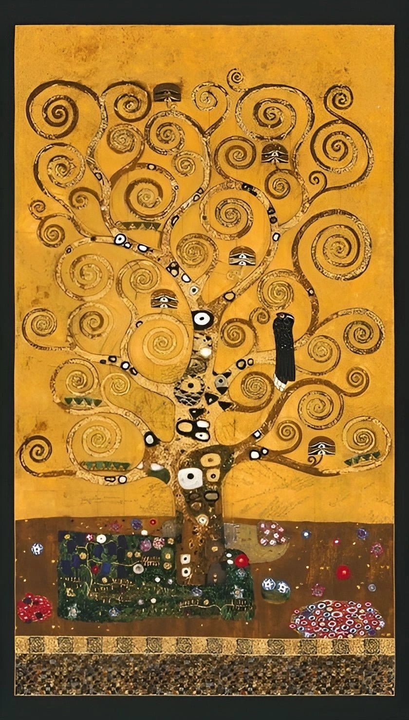 Gustav Klimt - Tree of Life - Gold - Robert Kaufman - Quilting Cotton Pane