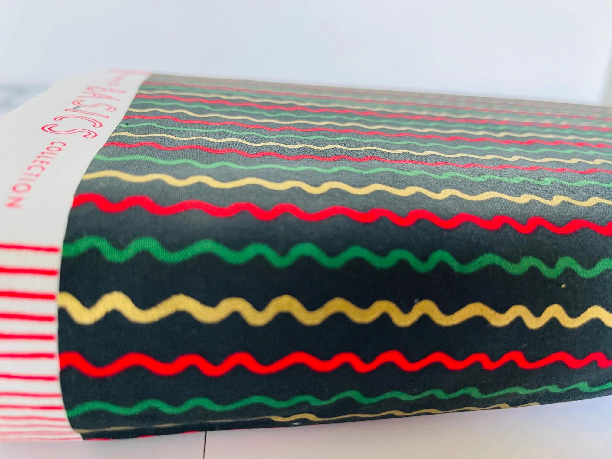 Ribbon Stripe-Evergreen Metallic Fabric-Holiday Classics-Rifle Paper Co-Cotton+ Steel-RP503-EV2M