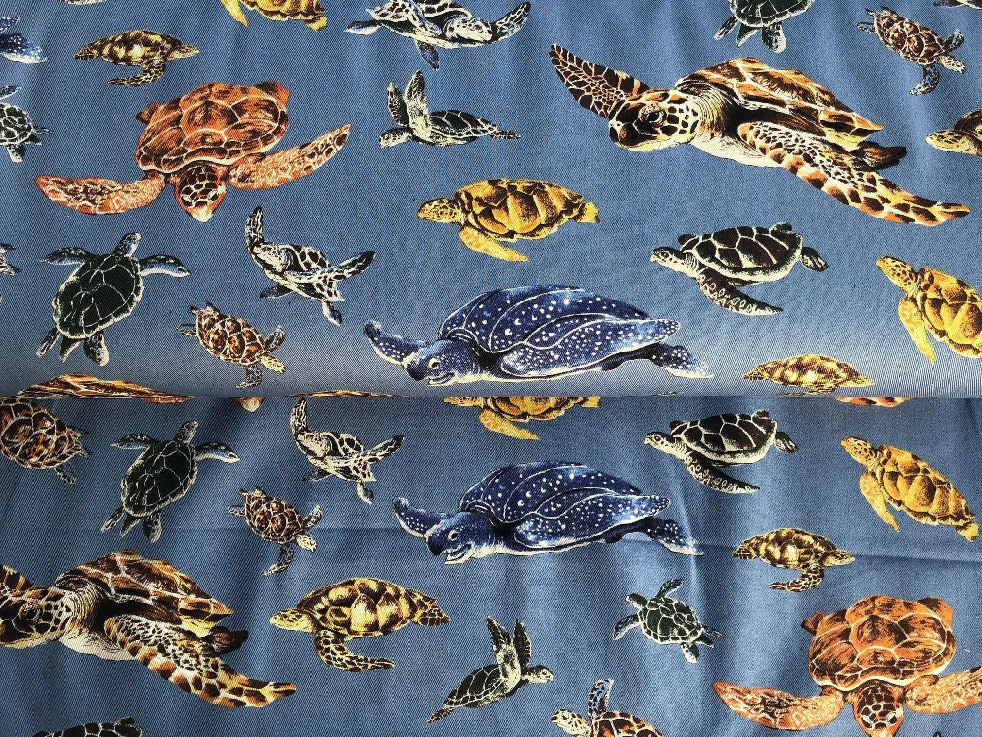 Sea Turtle Japanese Fabric Blue Twill Fabric KTS-6606