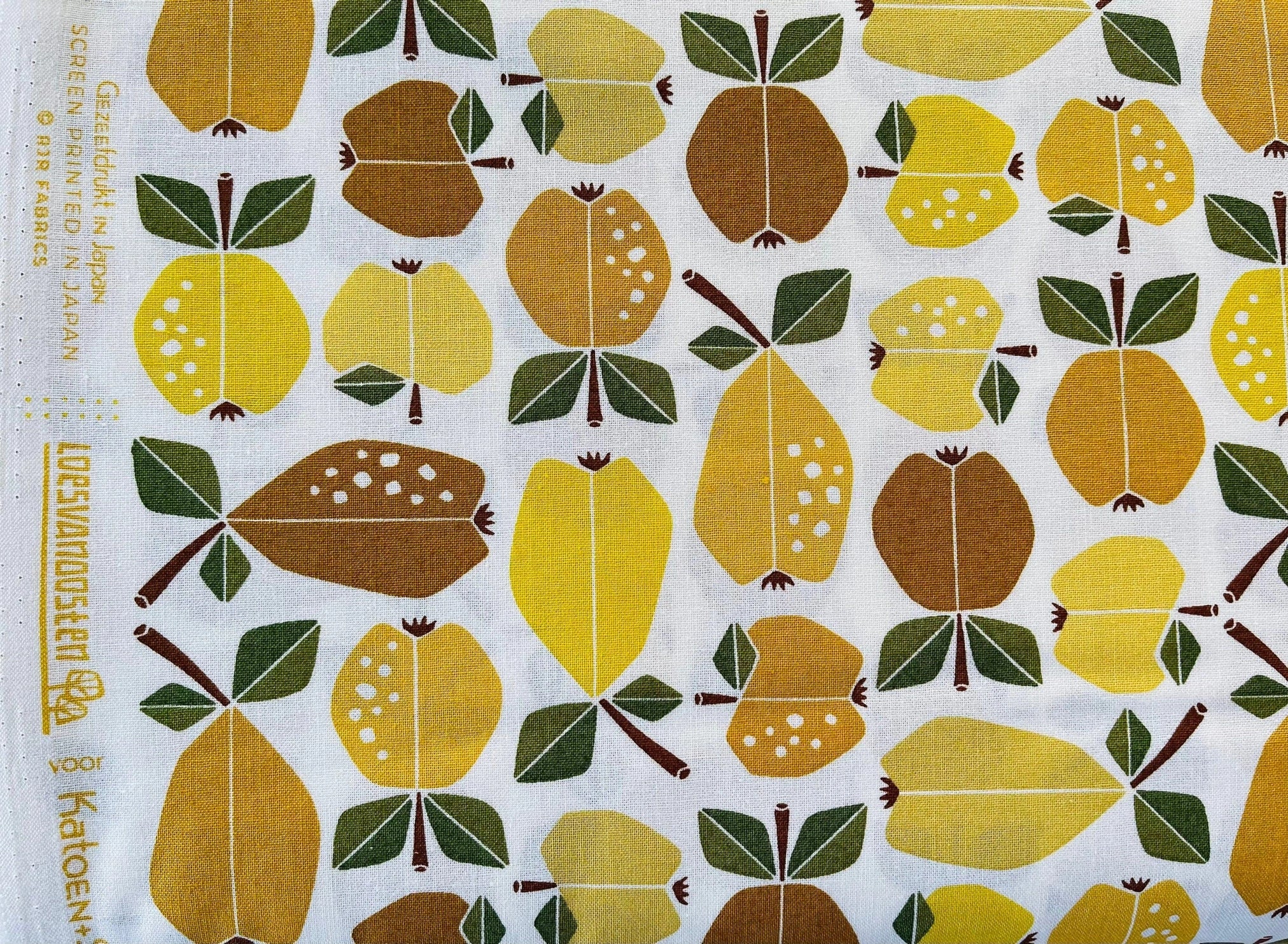 Under the Apple Tree Orchard Golden Fabric Loes Van Oosten Cotton + Steel Quilting Cotton - LV503- GO2