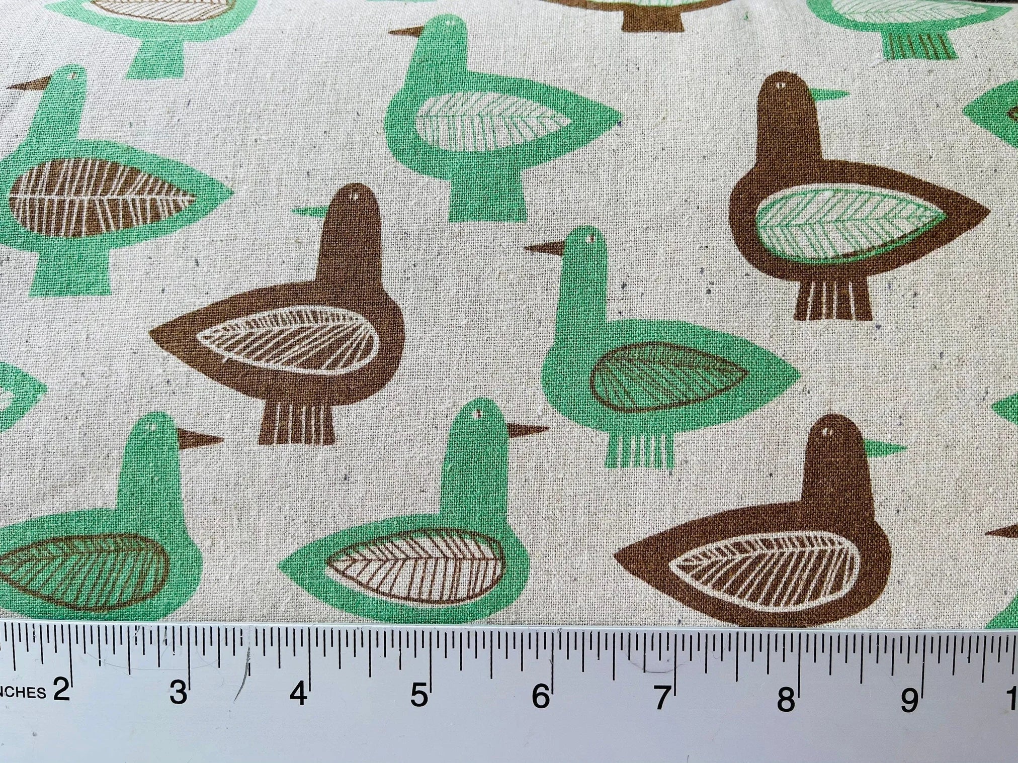 Bird - Bird Canvas - Hokkoh - Japanese Fabric - Green - Brown - Natural - Gray - Lightweight Canvas - 1021-730