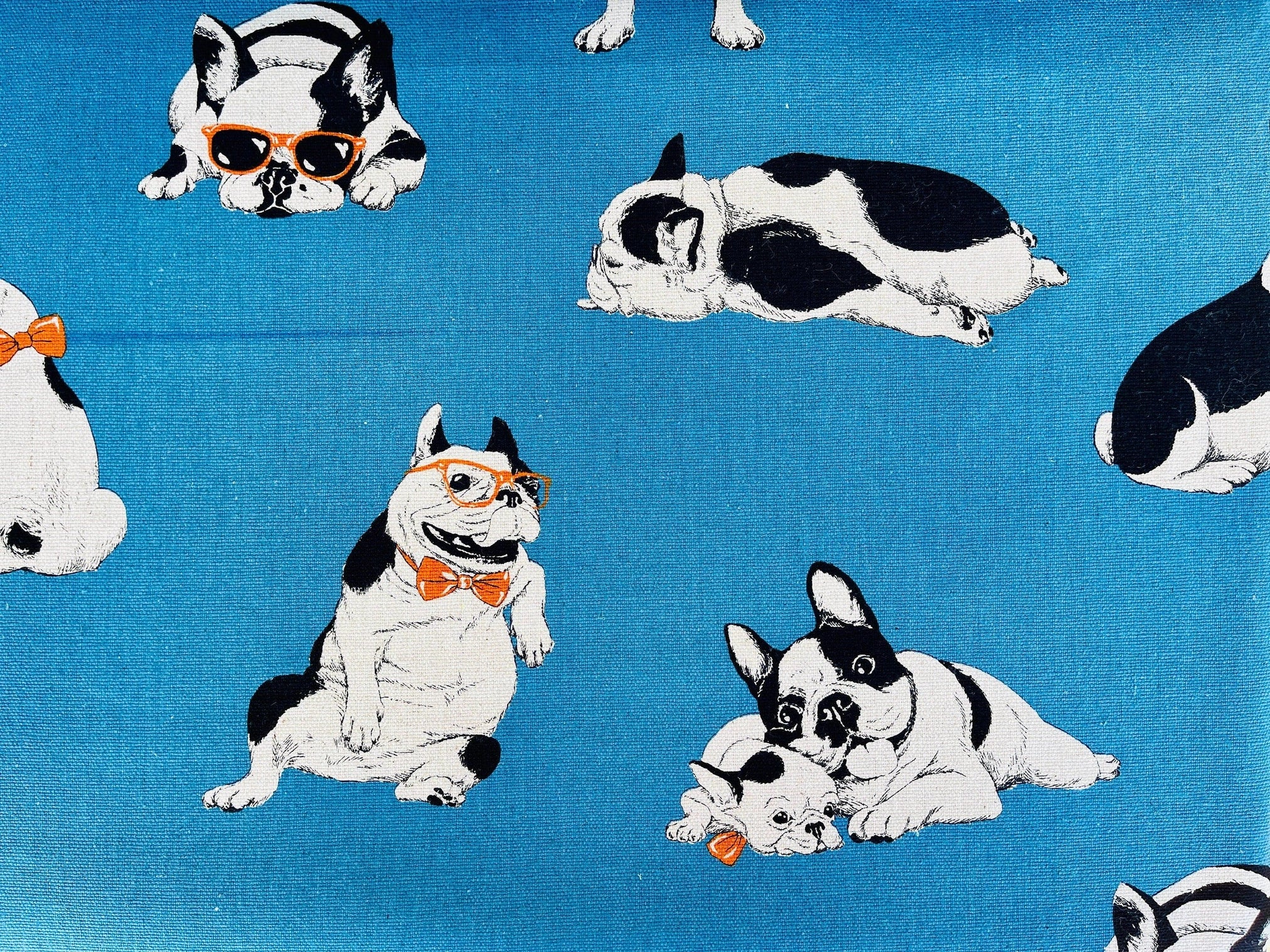 Dog - French Bulldog Fabric - Japanese Linen Cotton Oxford Fabric