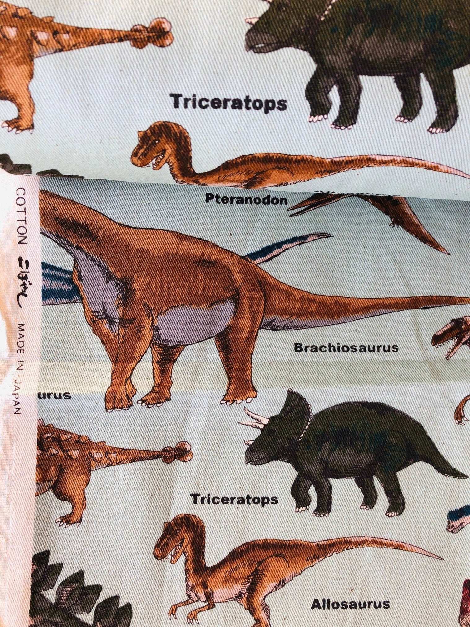 Dinosaur Fabric-Dino-Dinosaur-Japanese fabric-Cotton Twill