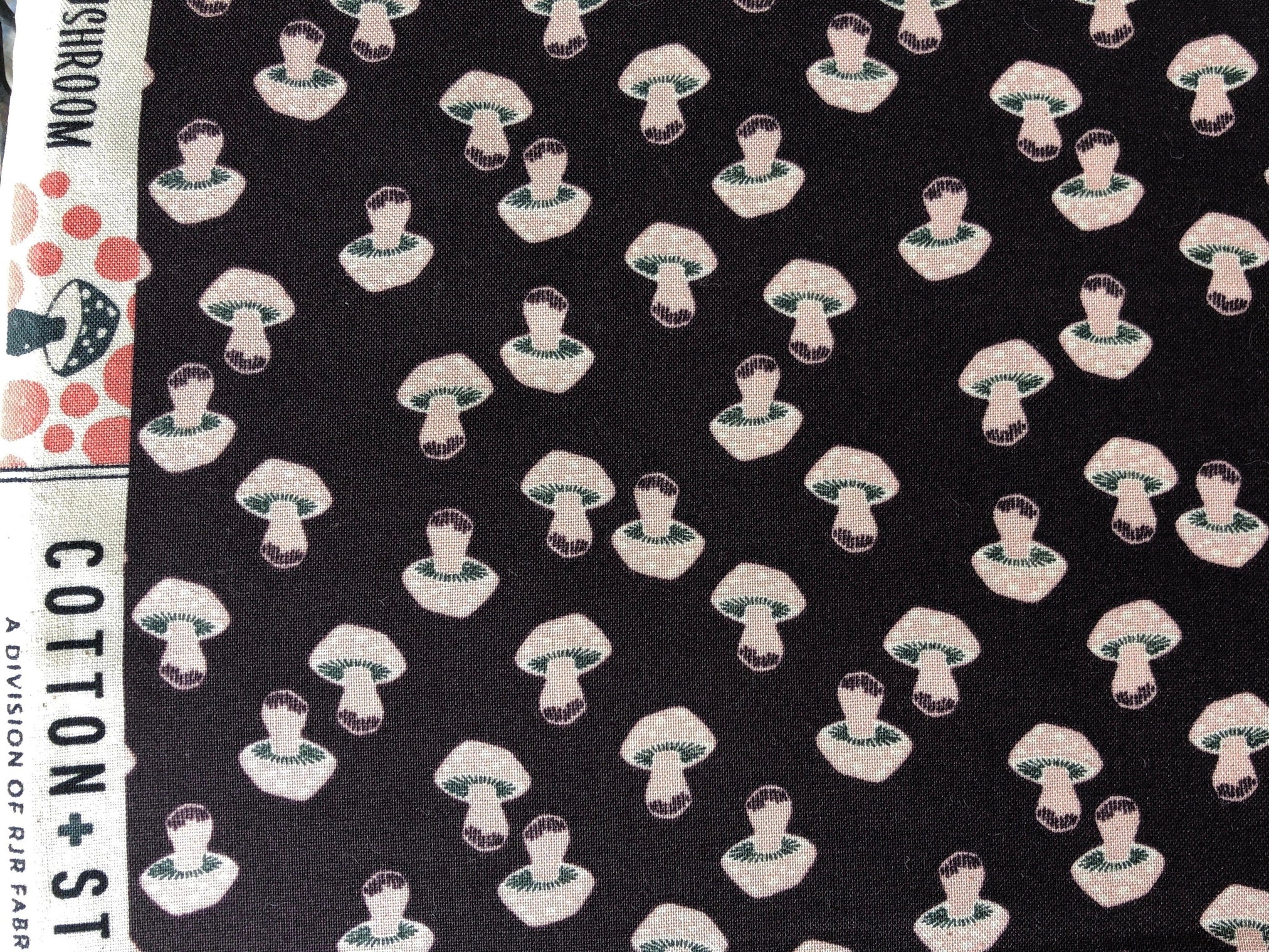 In The Woods -Mushroom-Eggplant Unbleached Fabric- Loes Van Oosten - Cotton + Steel - RJR Fabric - Quilting Cotton Fabric -