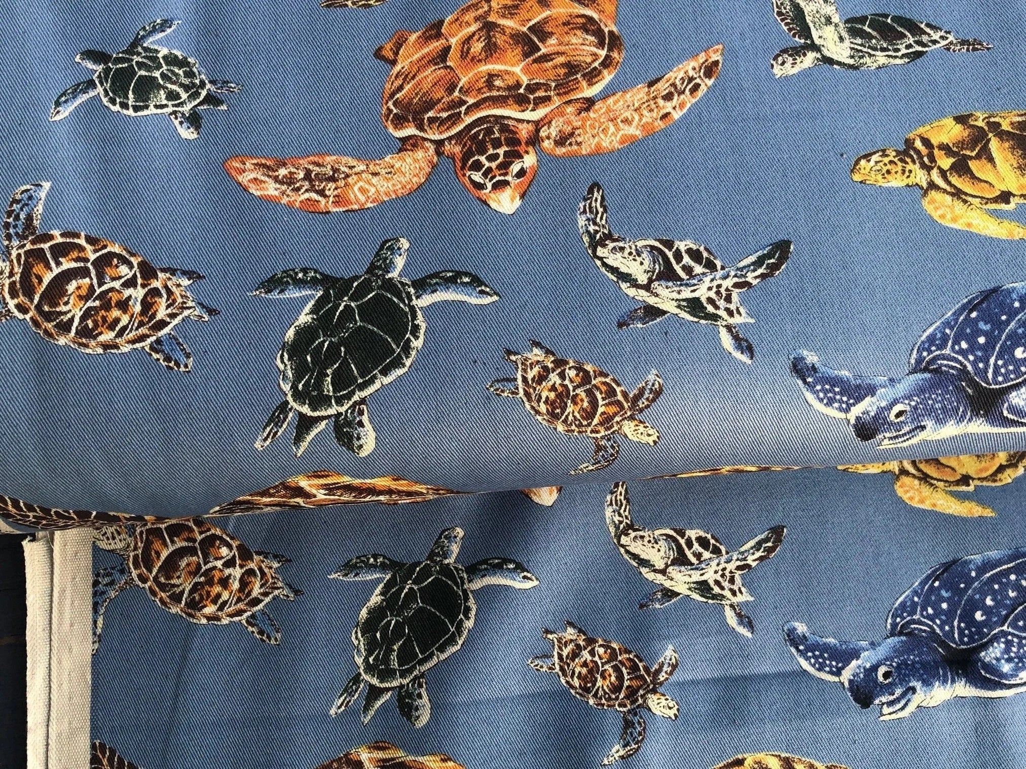 Sea Turtle Japanese Fabric Blue Twill Fabric KTS-6606