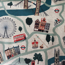 London Town - London Forever - Sunny Day Canvas - Gray - Teal - Red - Sara Mulvanny - Cotton + Steel - SY100-SD4C