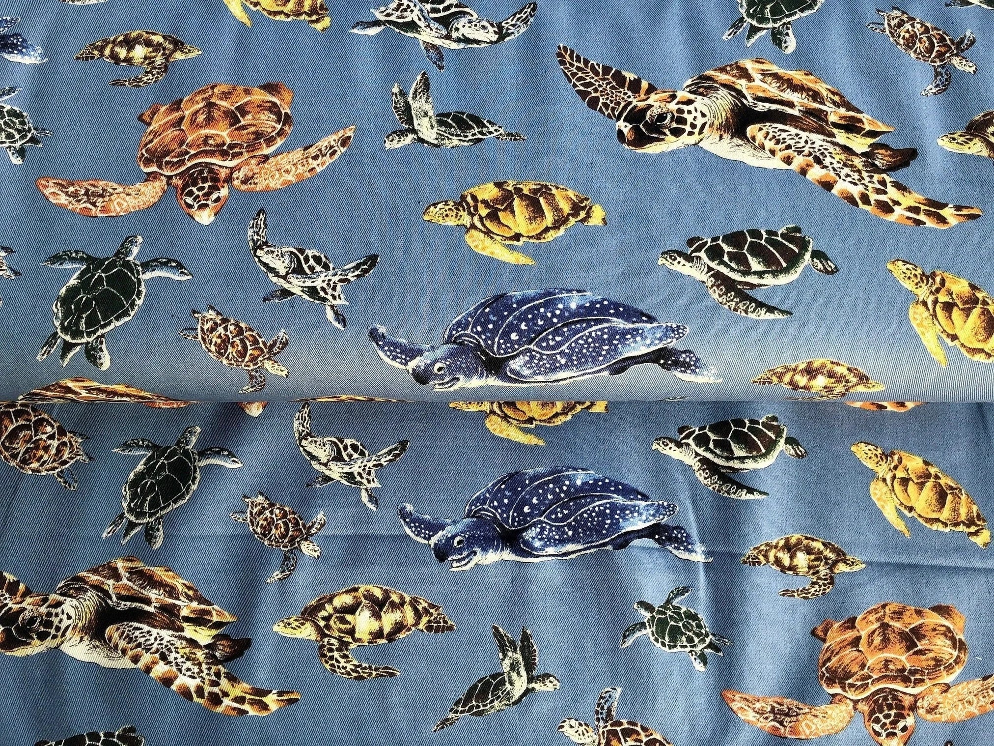 Sea Turtle Japanese Fabric Blue Twill Fabric KTS-6606