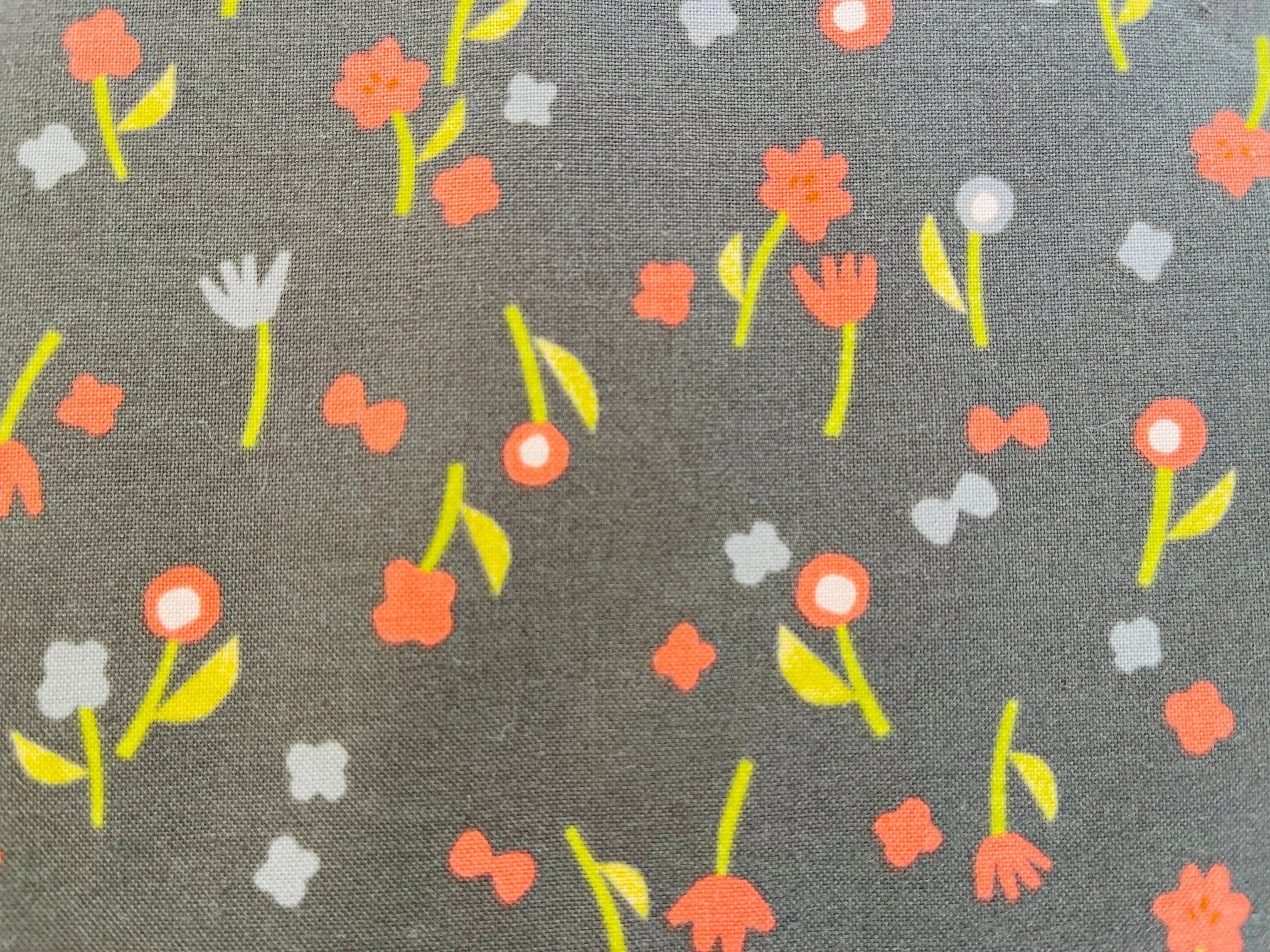 Neko and Tori-Flower Picking-Charcoal Fabric-Itsuko Naka-Cotton + Steel