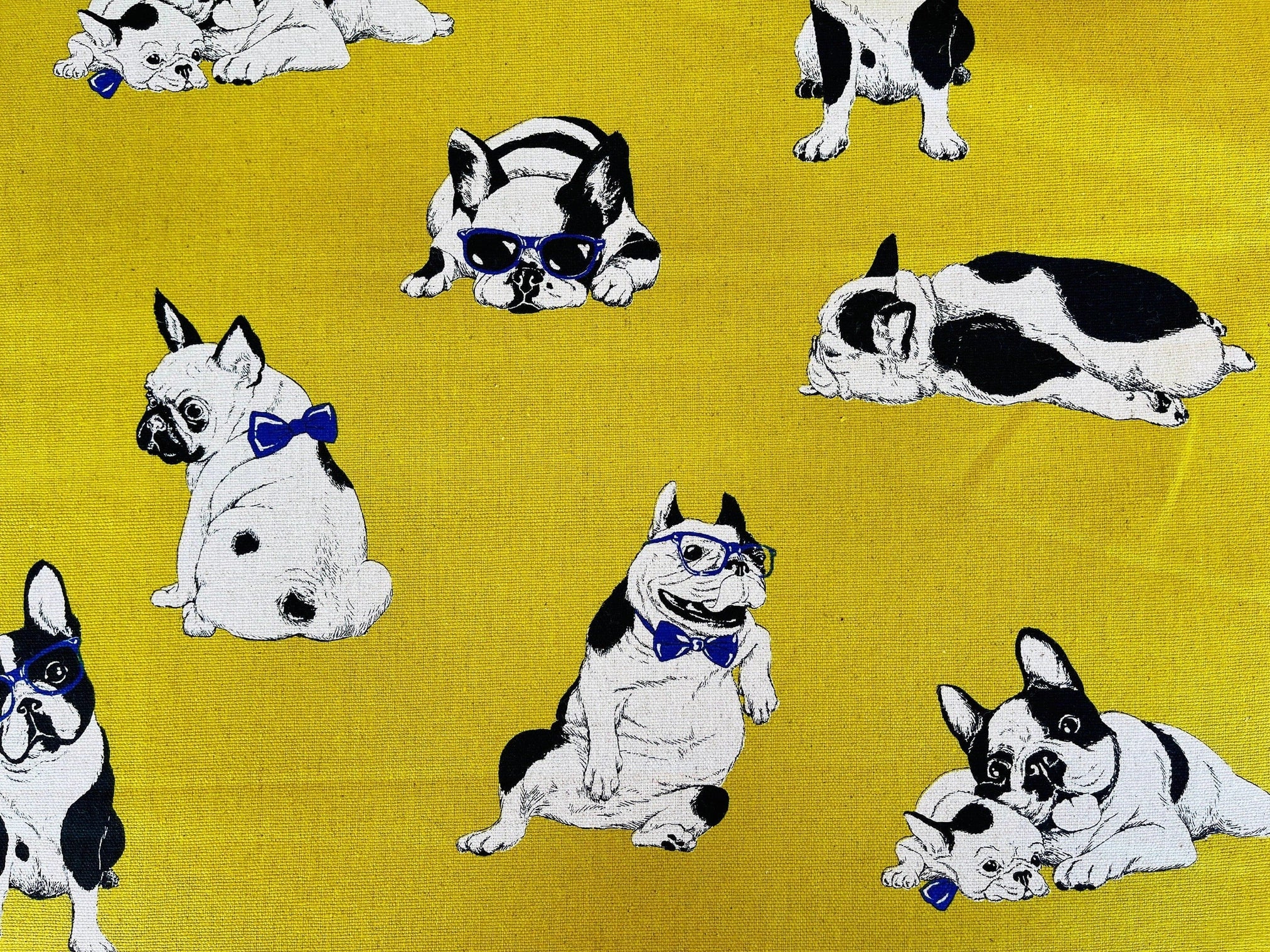 Dog - French Bulldog Fabric - Japanese Linen Cotton Oxford Fabric
