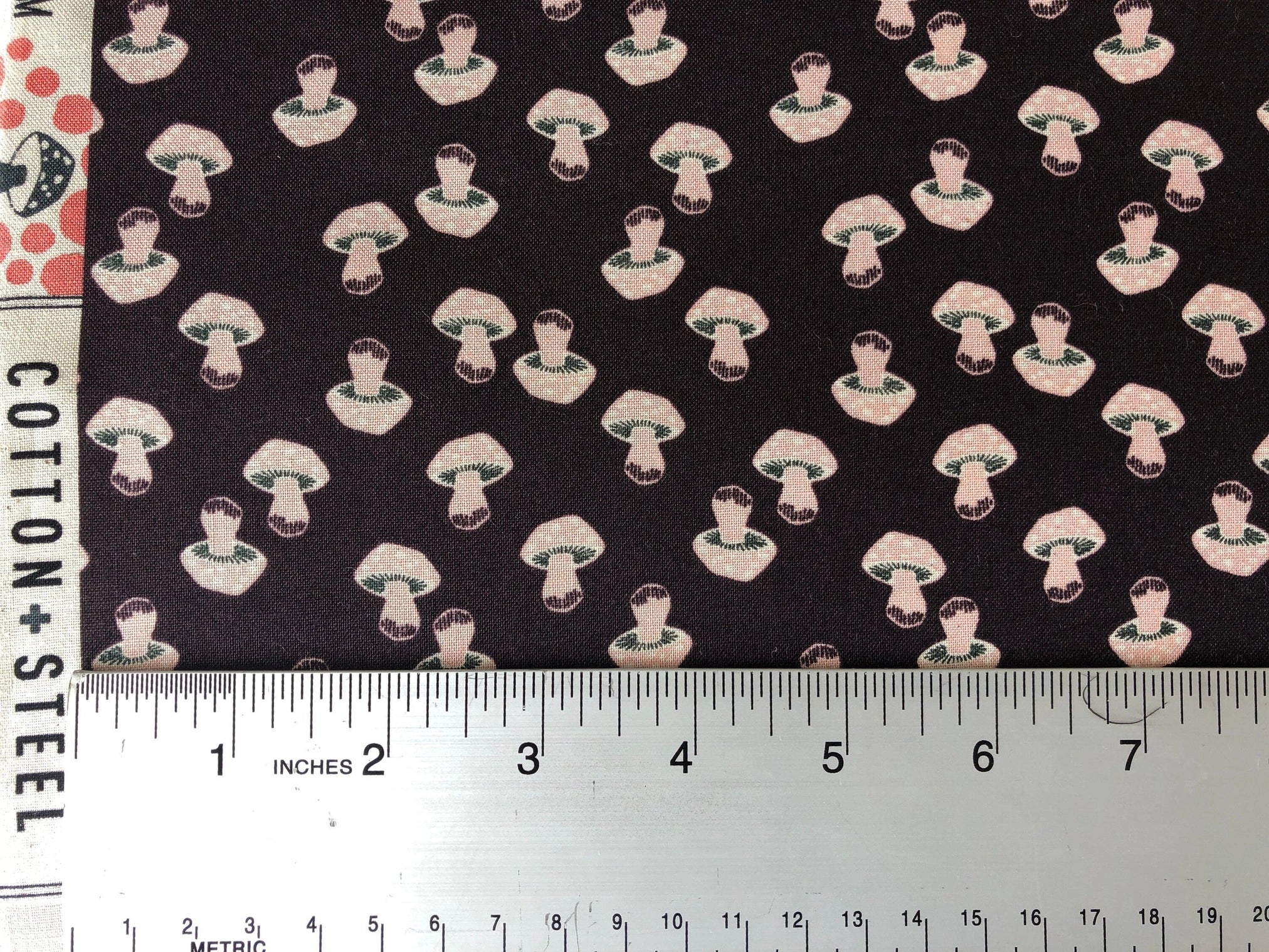 In The Woods -Mushroom-Eggplant Unbleached Fabric- Loes Van Oosten - Cotton + Steel - RJR Fabric - Quilting Cotton Fabric -