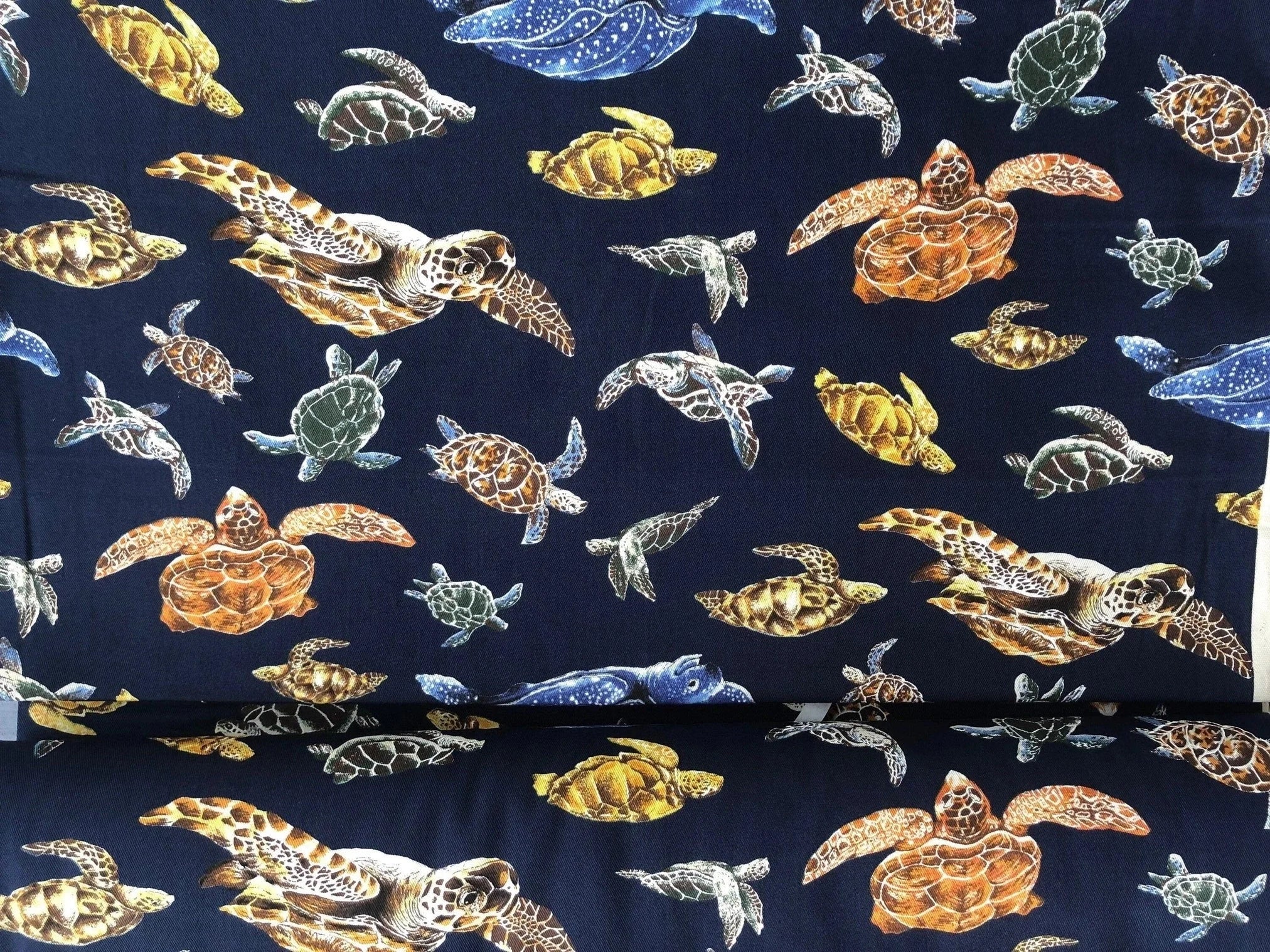 Sea Turtle Japanese Fabric Blue Twill Fabric KTS-6606