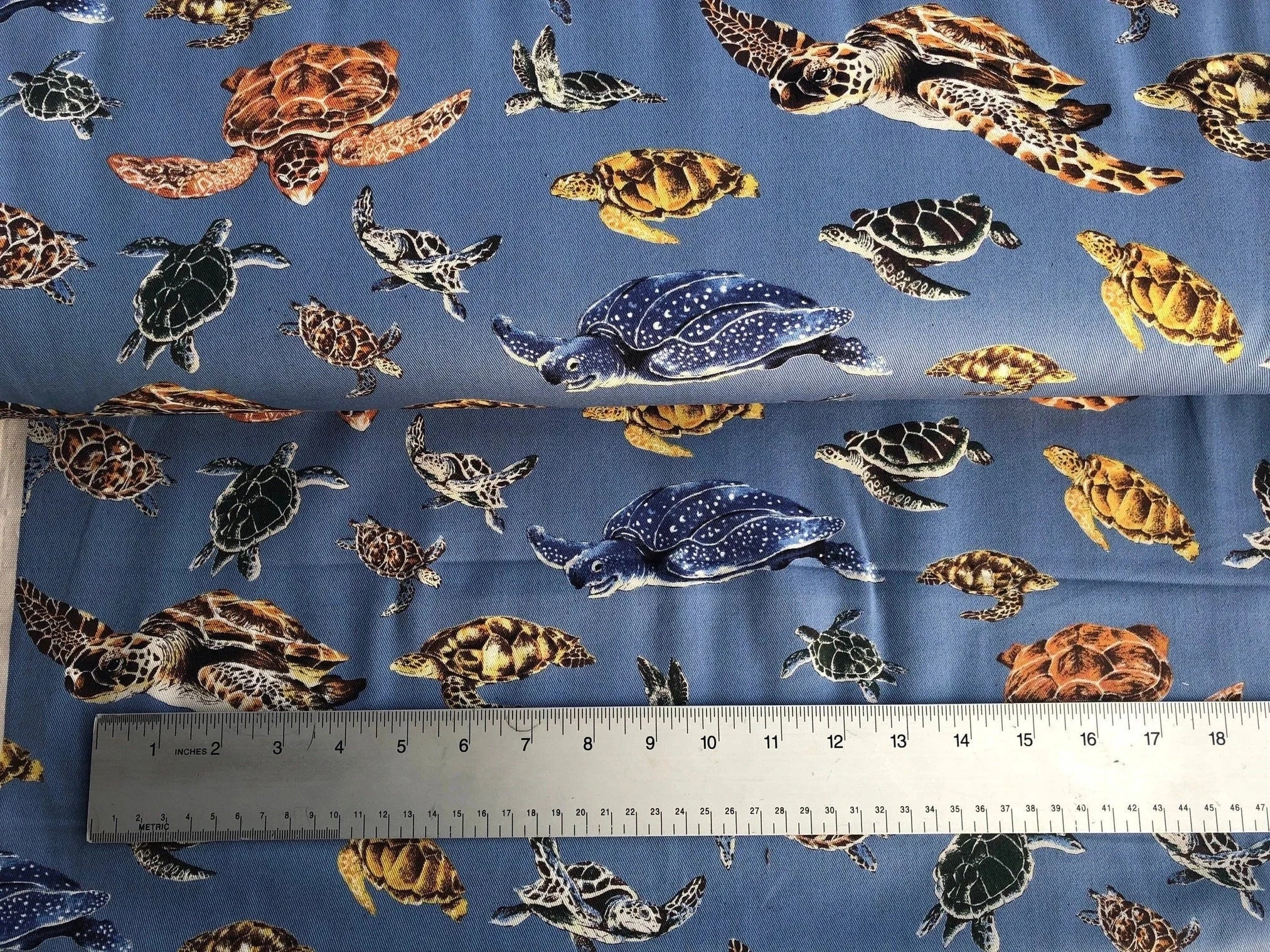 Sea Turtle Japanese Fabric Blue Twill Fabric KTS-6606