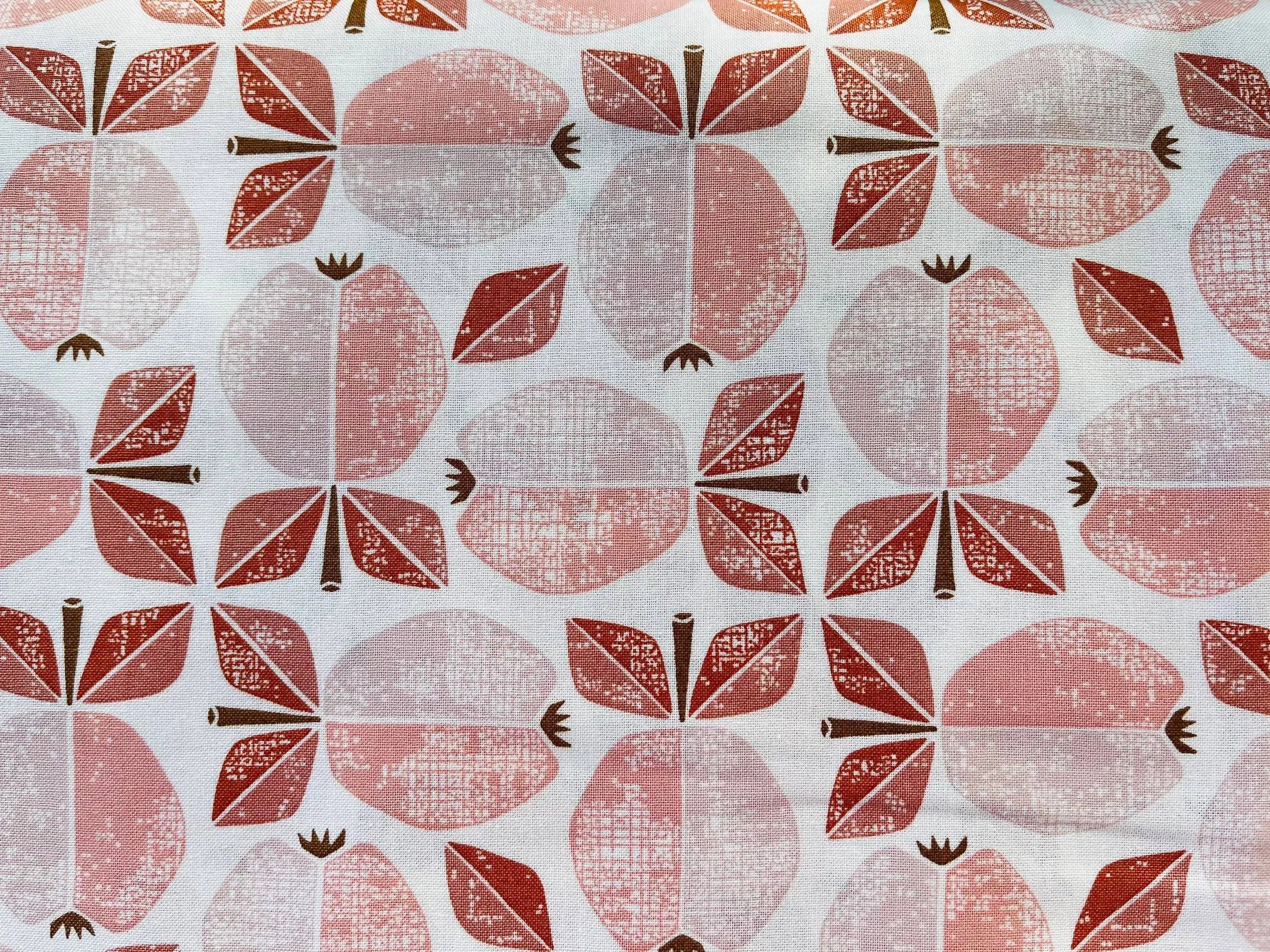 Under the Apple Tree - Apple - Candy Apple Red Fabric - White - Pink - Loes Van Oosten - Cotton + Steel  - Quilting Cotton - LV504- CA1