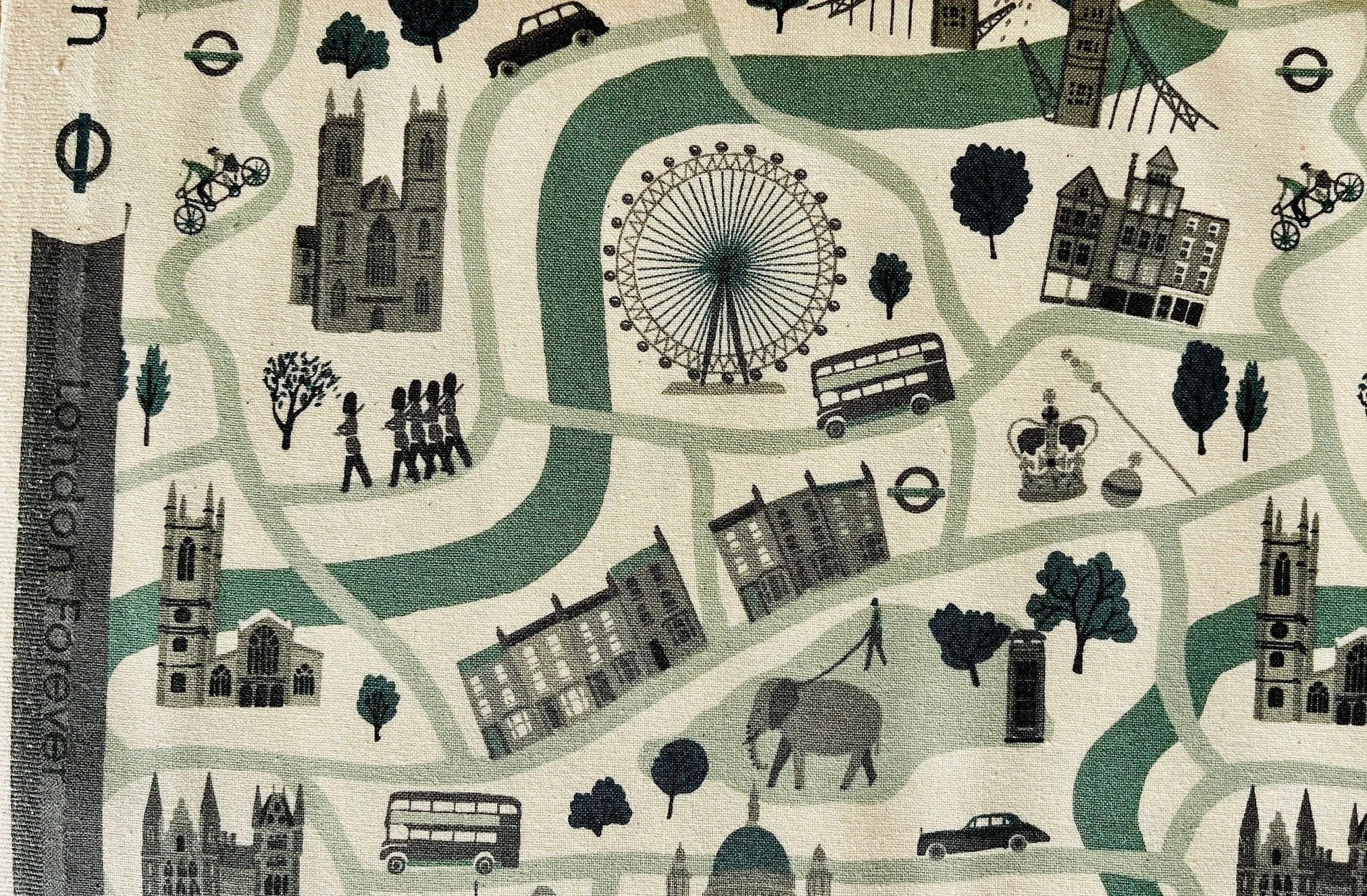 London Town - London Forever - Mint Unbleached Fabric - Sara Mulvanny - Cotton + Steel - Quilting Cotton - SY100-MI3U