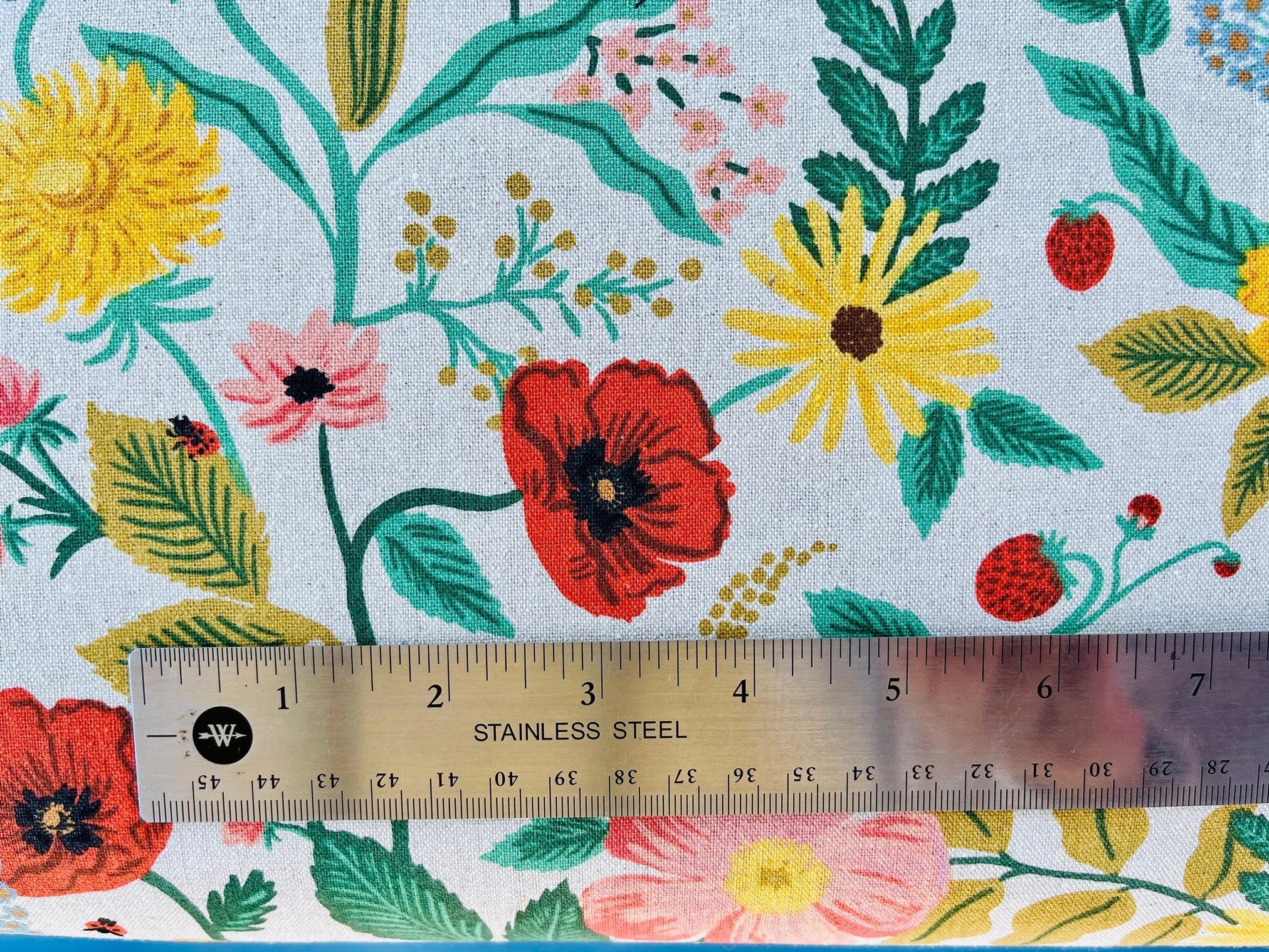 Camont - Poppy Fields - Natural Unbleached Canvas Fabric - Rifle Paper Co - Cotton+ Steel - RP702-NA4UC