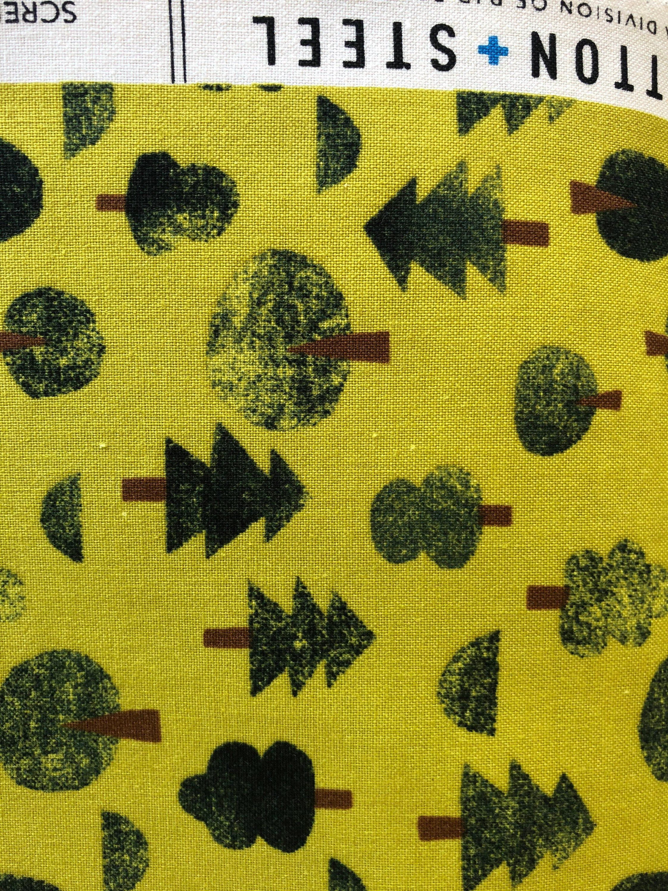 Neko and Tori-Tiny Trees-Avocado Fabric-Itsuko Naka-Cotton + Steel-IN101-AV2
