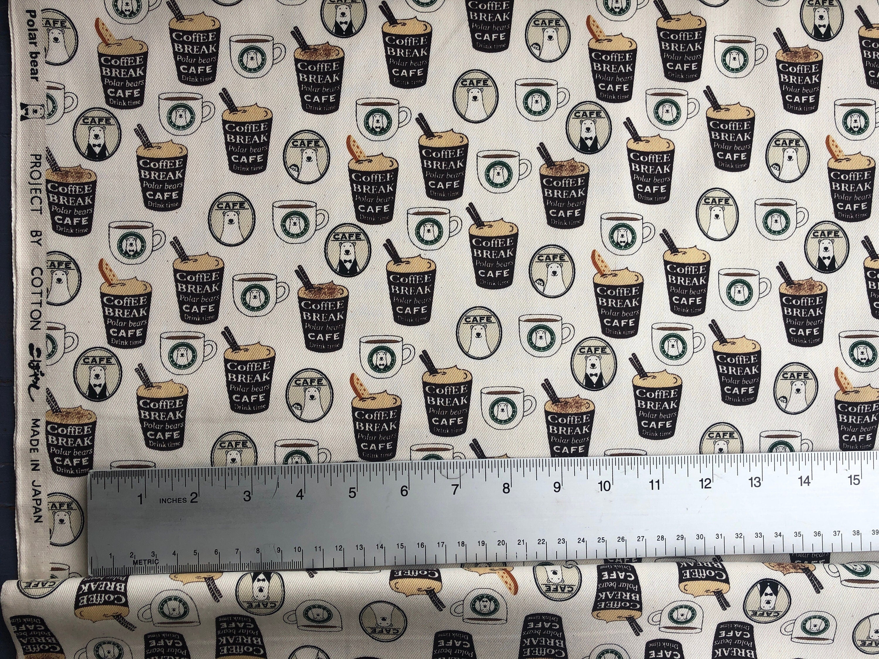 Kiyohara Polar Bear Coffee Fabric Japanese Cotton Twill Fabric.