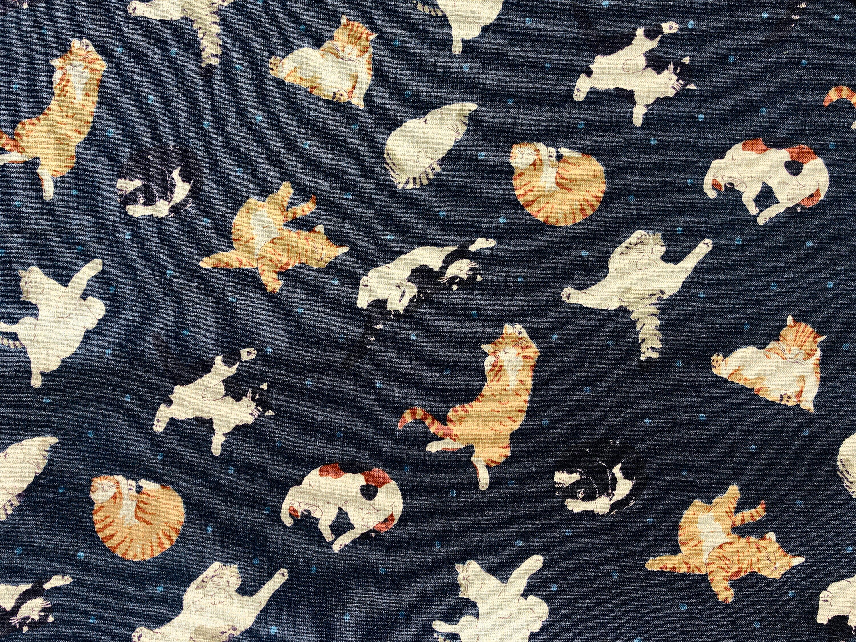 Kokka - Sleeping Cat - Japanese Fabric - Lightweight Canvas - YH-16020