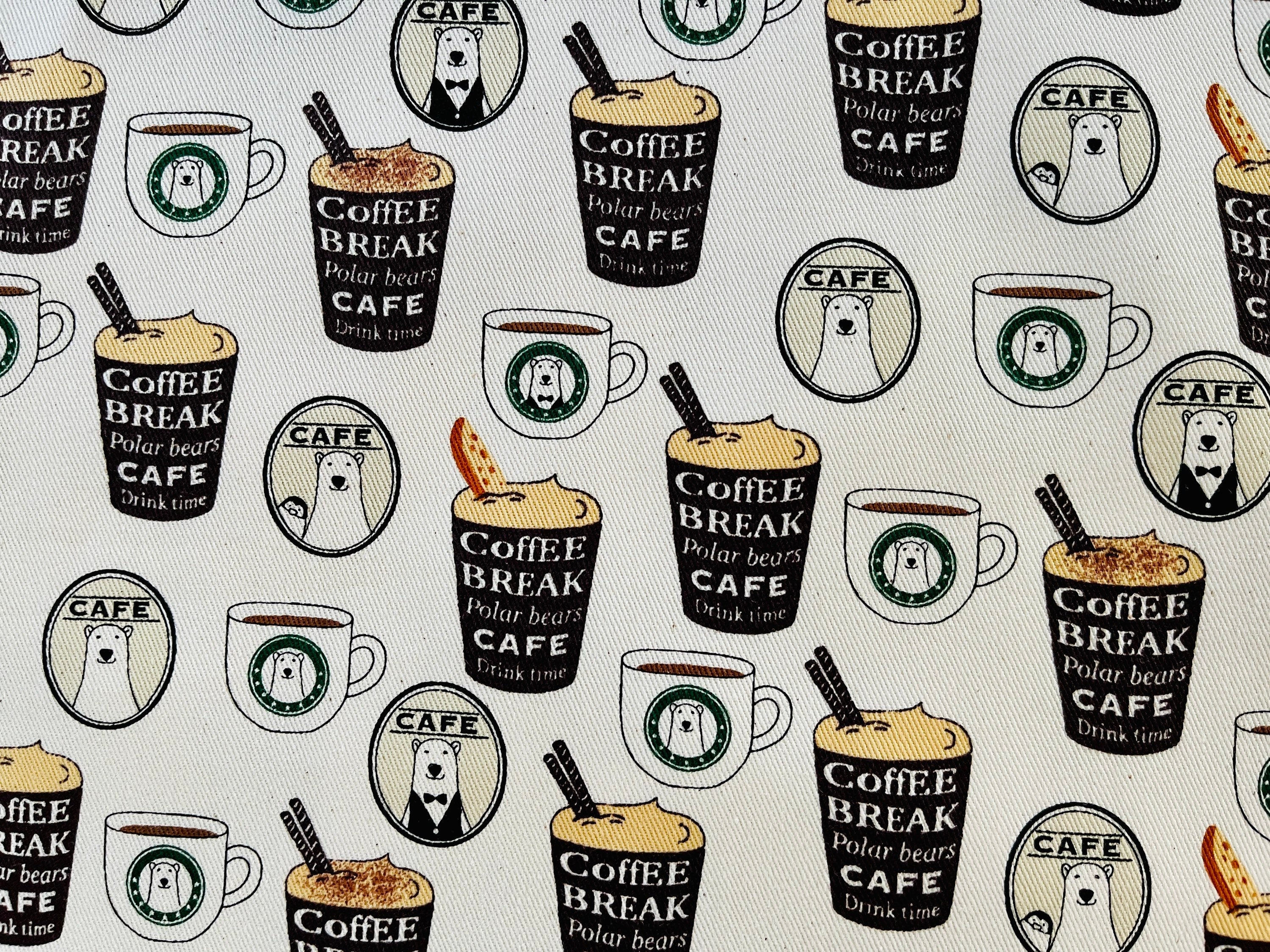 Kiyohara Polar Bear Coffee Fabric Japanese Cotton Twill Fabric.