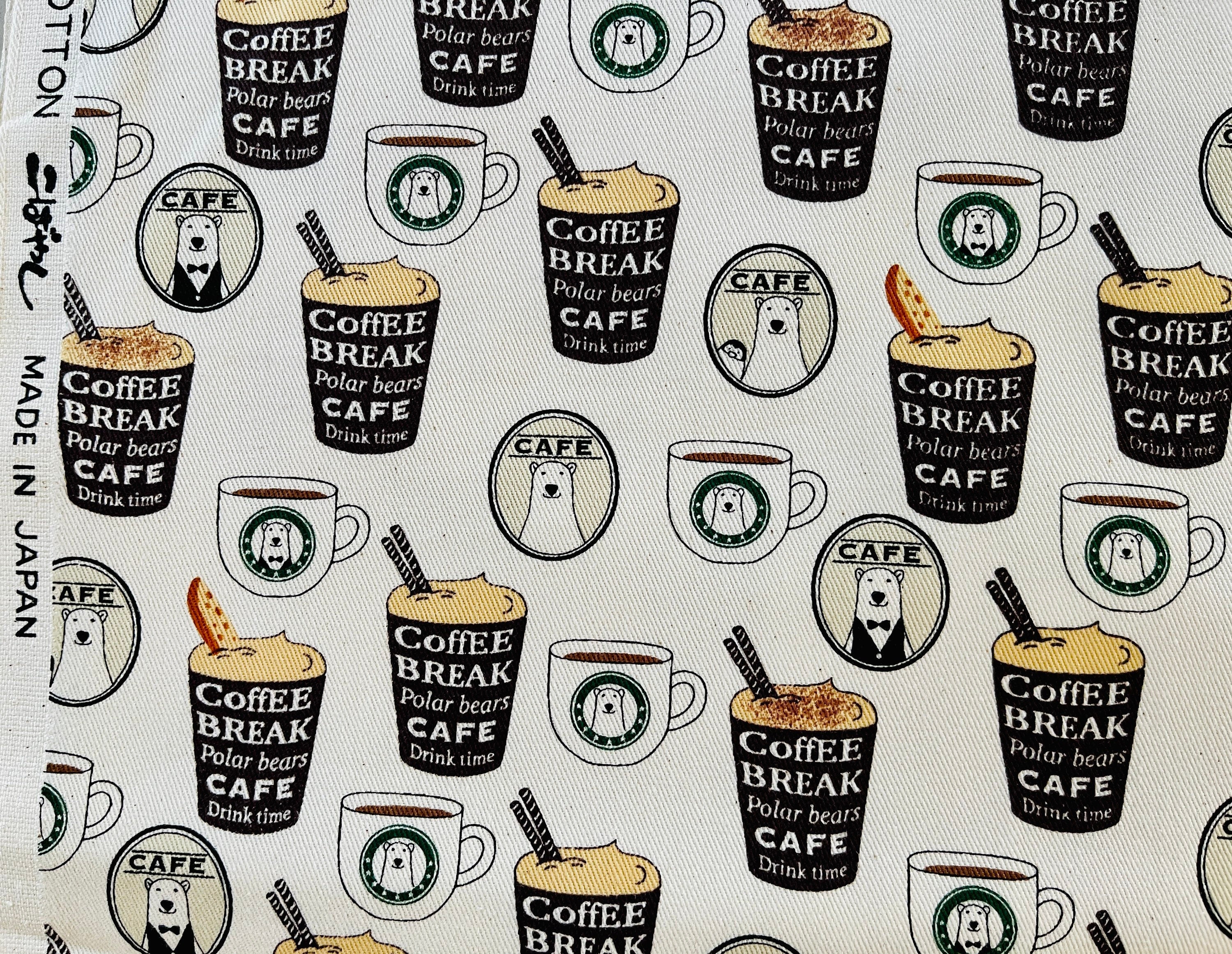 Kiyohara Polar Bear Coffee Fabric Japanese Cotton Twill Fabric.