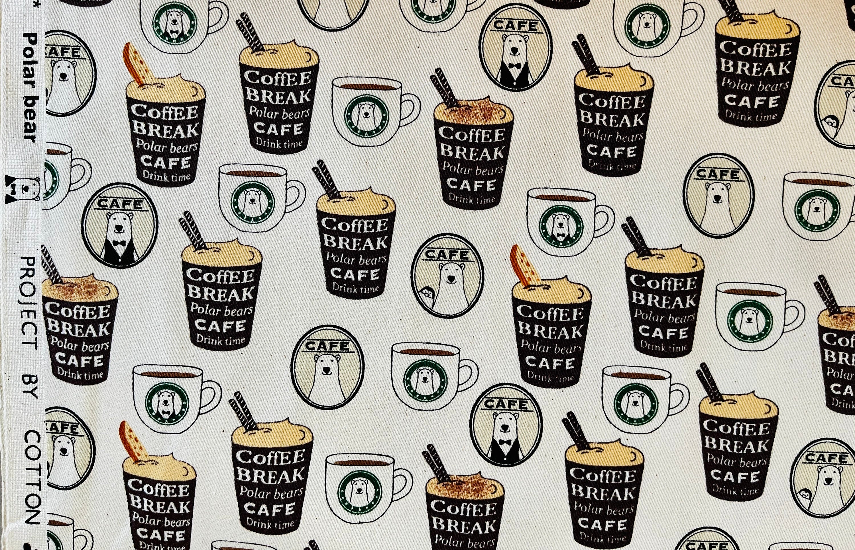 Kiyohara Polar Bear Coffee Fabric Japanese Cotton Twill Fabric.