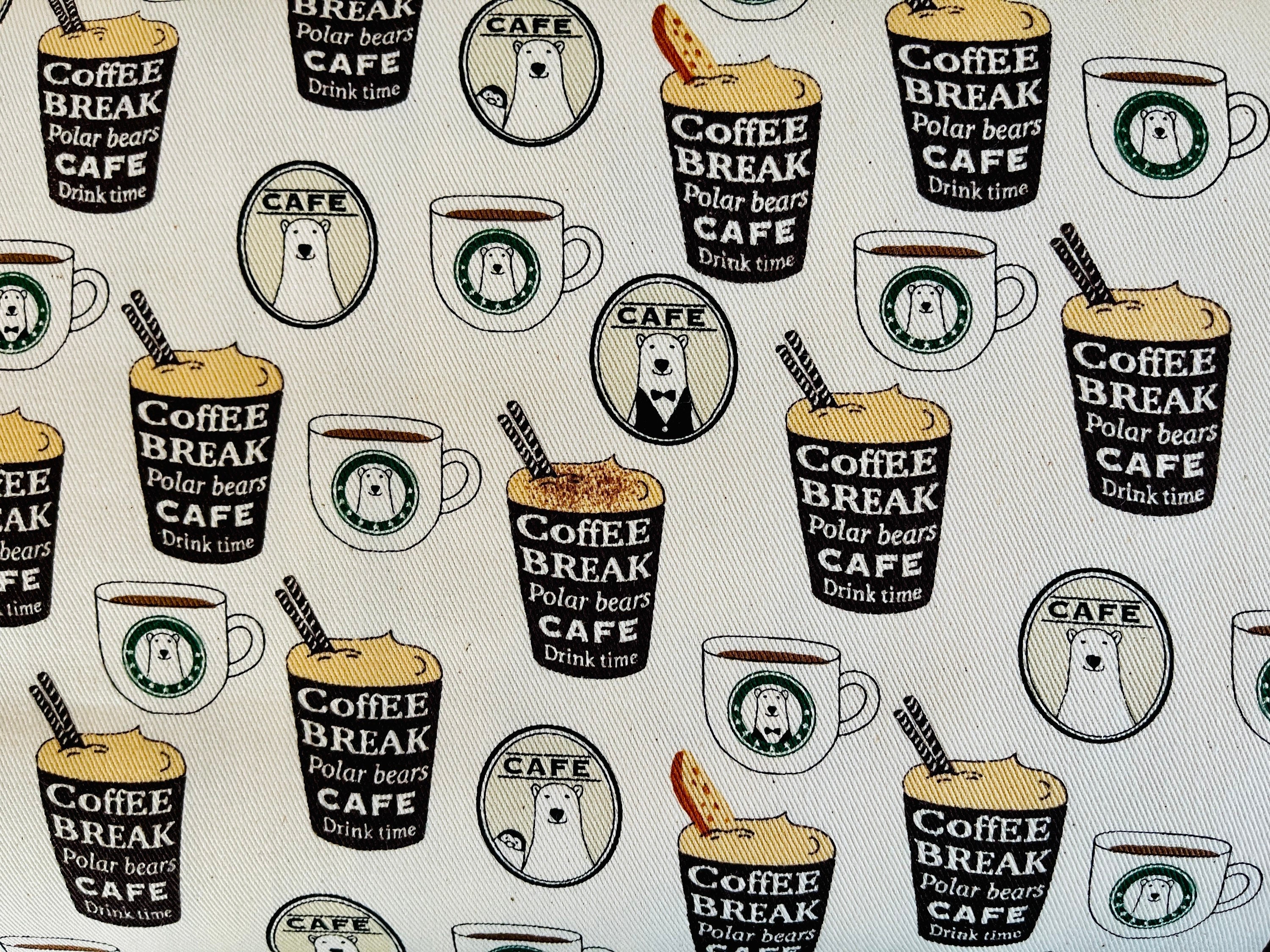 Kiyohara Polar Bear Coffee Fabric Japanese Cotton Twill Fabric.