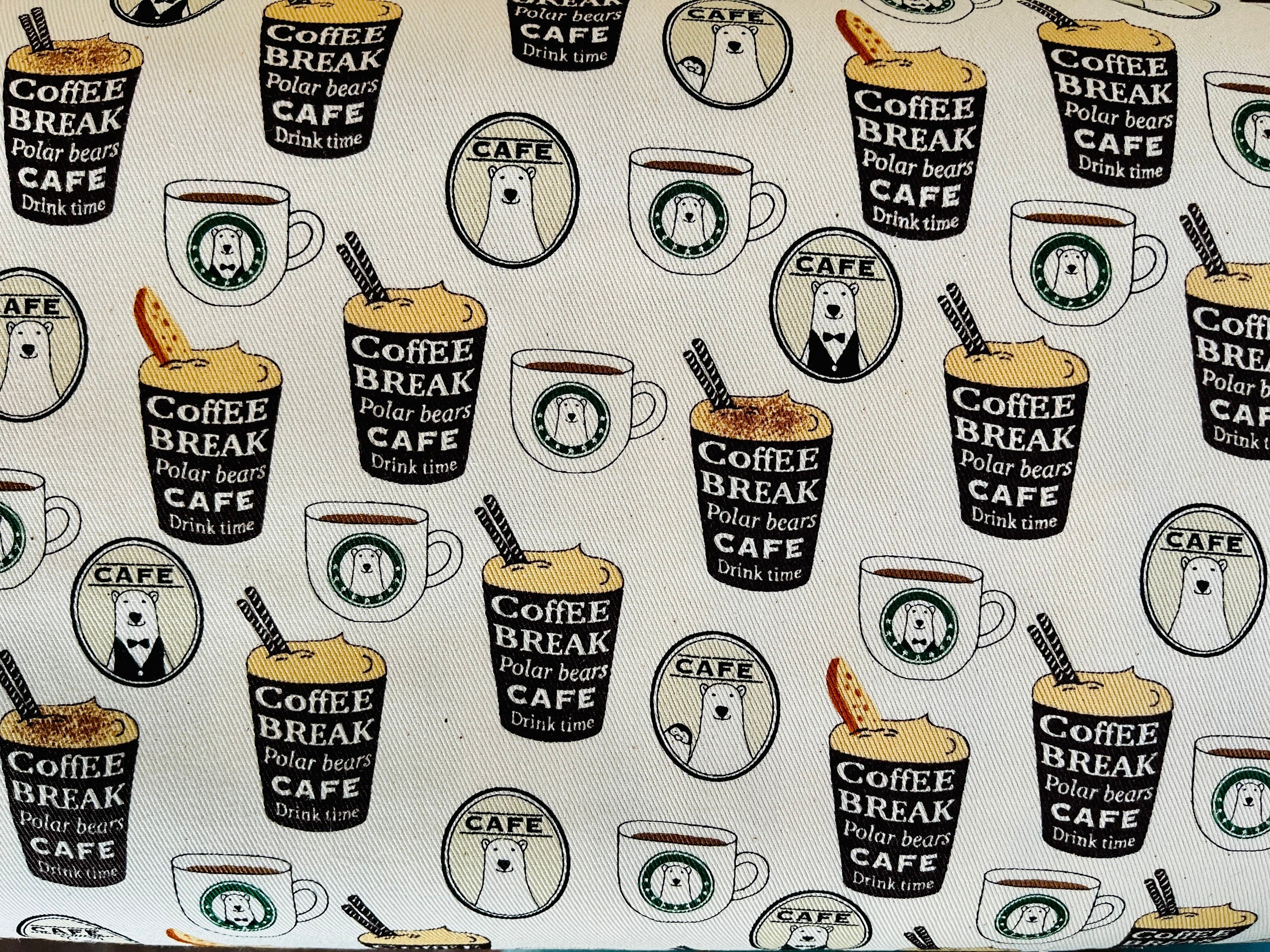 Kiyohara Polar Bear Coffee Fabric Japanese Cotton Twill Fabric.