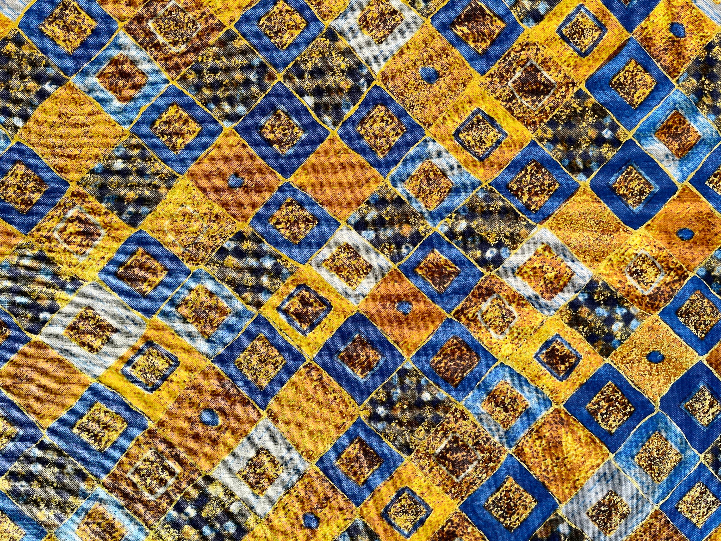 Gustav Klimt-Cobalt-Robert Kaufman-Quilting Cotton Fabric