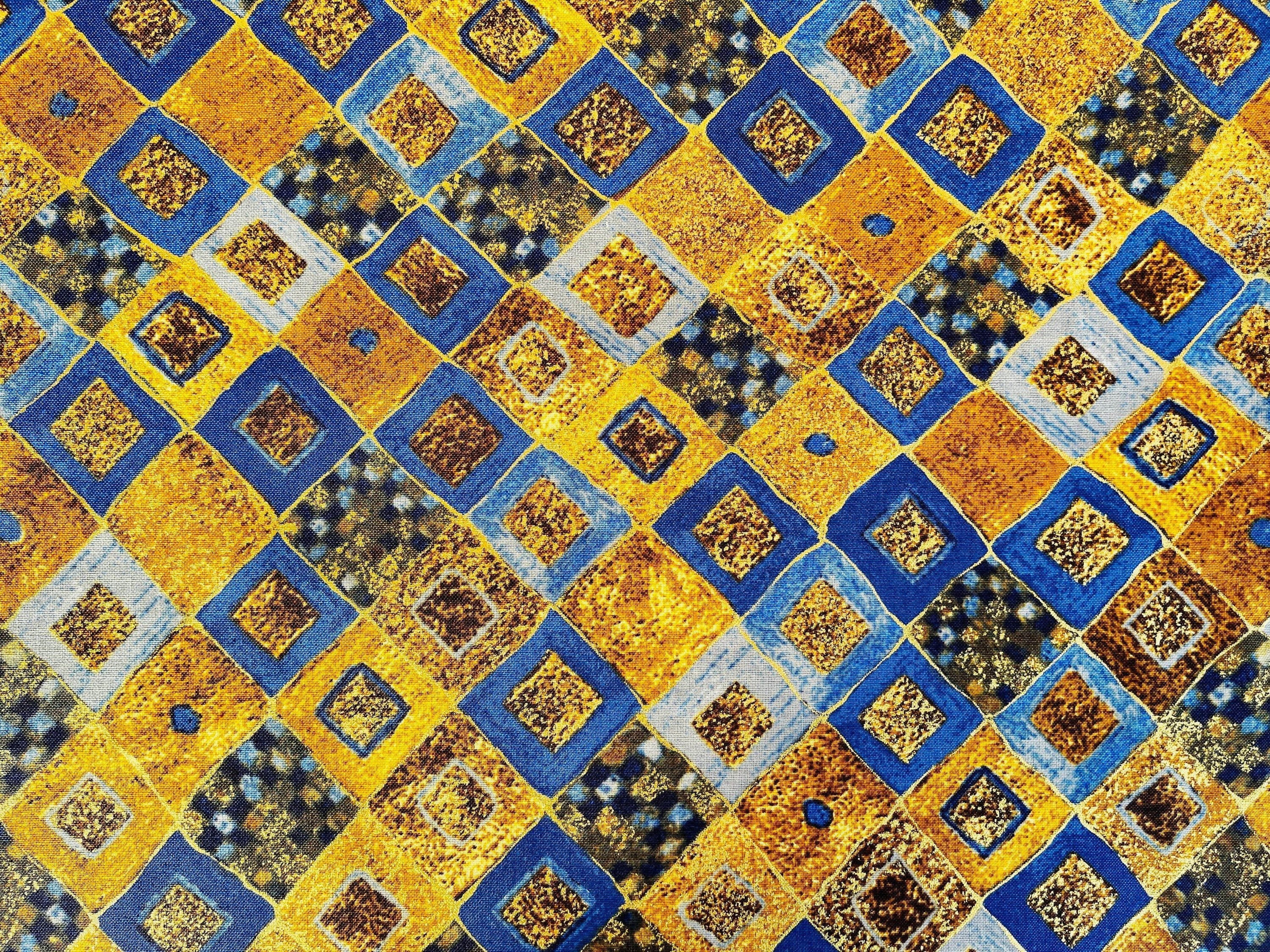 Gustav Klimt-Cobalt-Robert Kaufman-Quilting Cotton Fabric