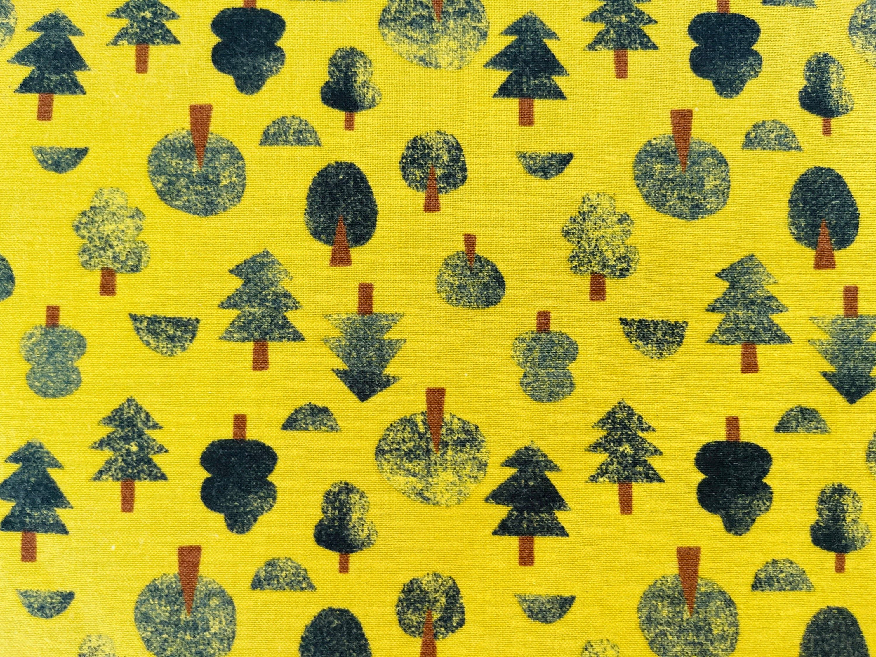 Neko and Tori-Tiny Trees-Avocado Fabric-Itsuko Naka-Cotton + Steel-IN101-AV2