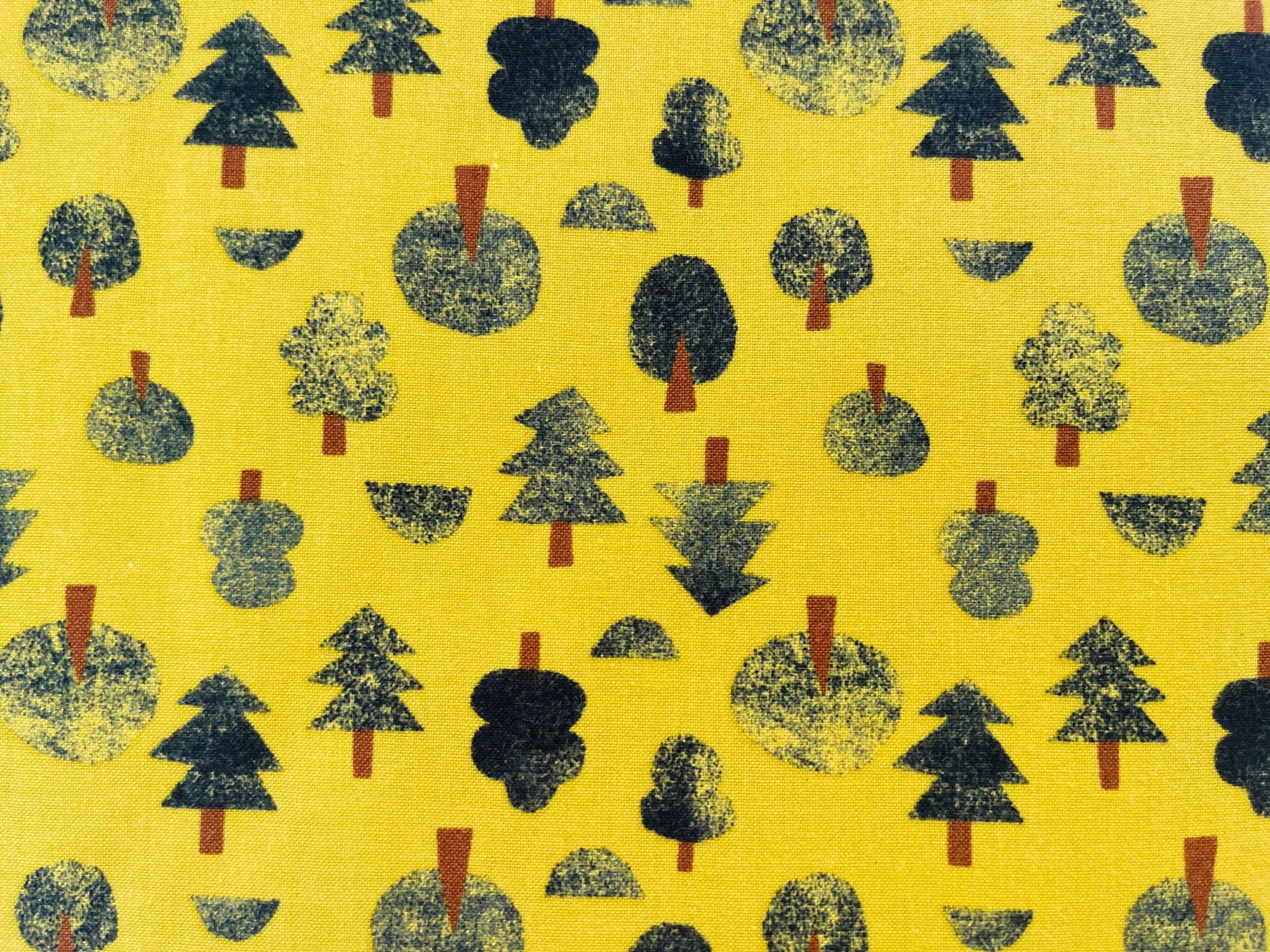 Neko and Tori-Tiny Trees-Avocado Fabric-Itsuko Naka-Cotton + Steel-IN101-AV2