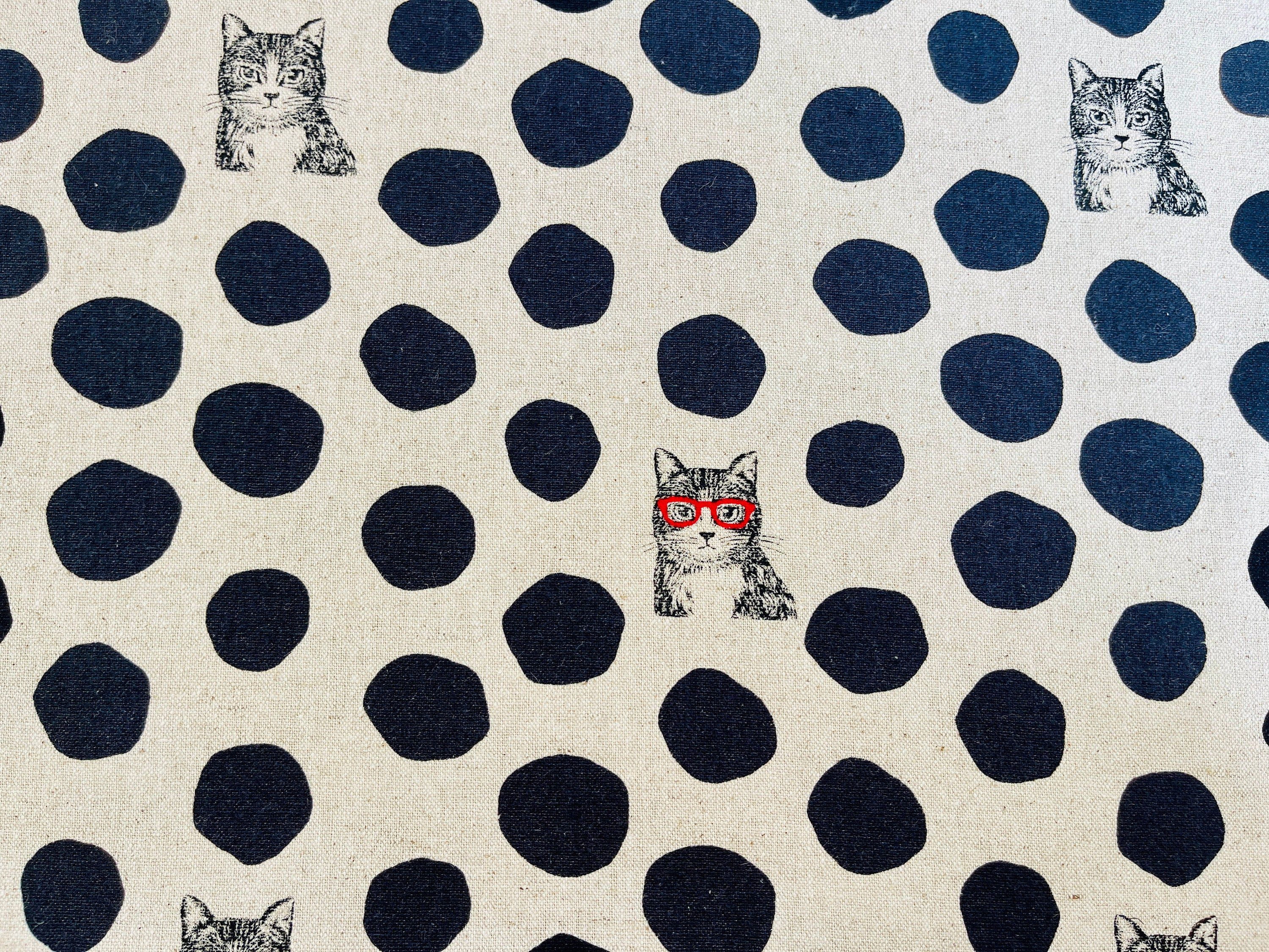 Cat - Cat Cotton Linen Canvas - Echino - Japanese Fabric - EYX 90000-900