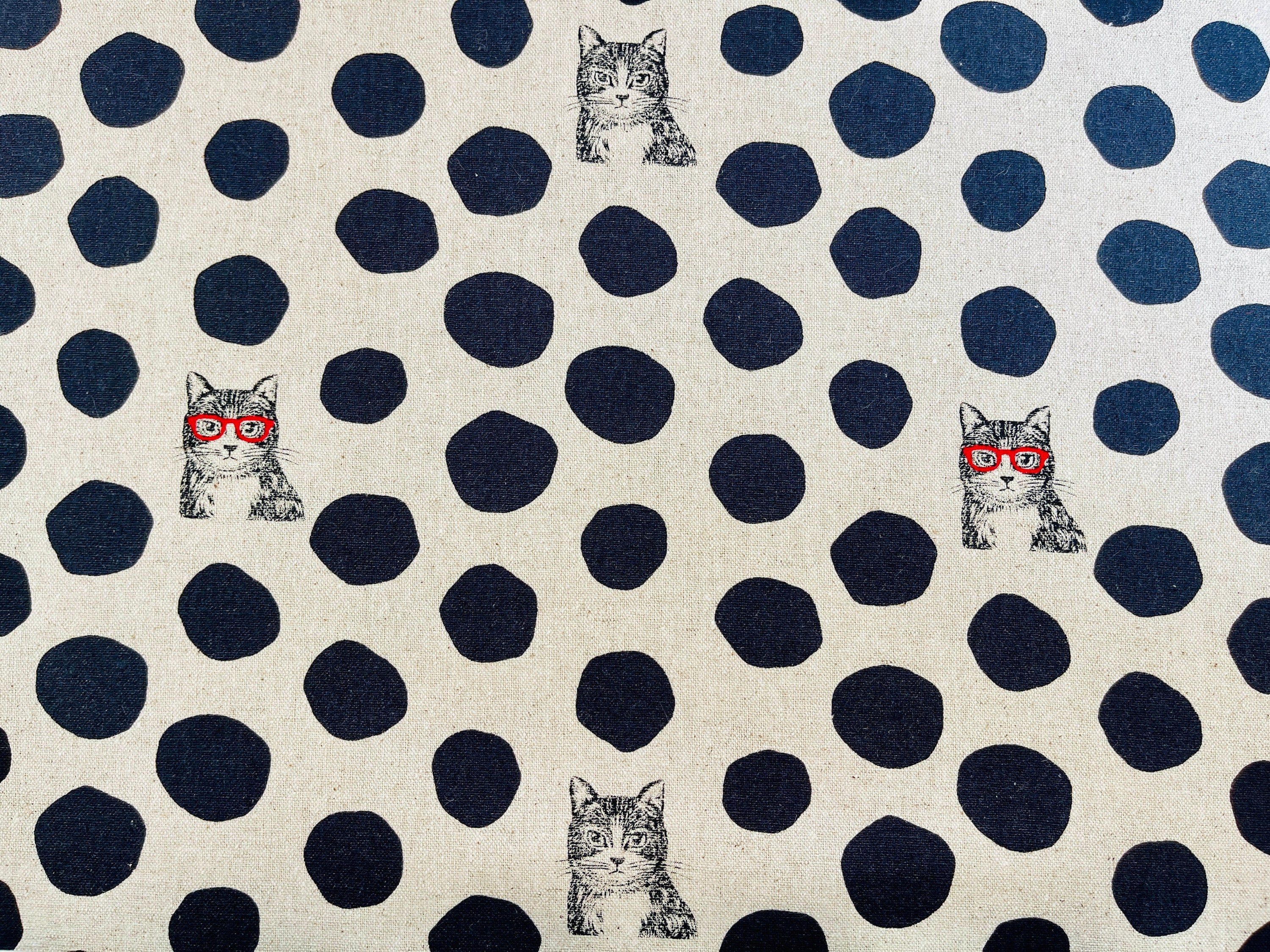 Cat - Cat Cotton Linen Canvas - Echino - Japanese Fabric - EYX 90000-900