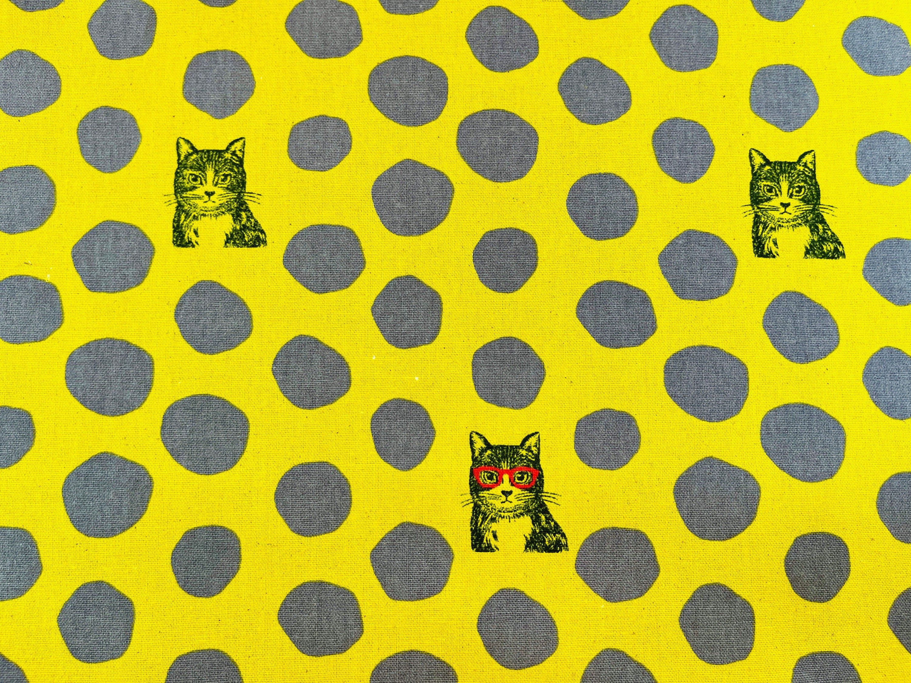 Cat - Cat Cotton Linen Canvas - Echino - Japanese Fabric - EYX 90000-900