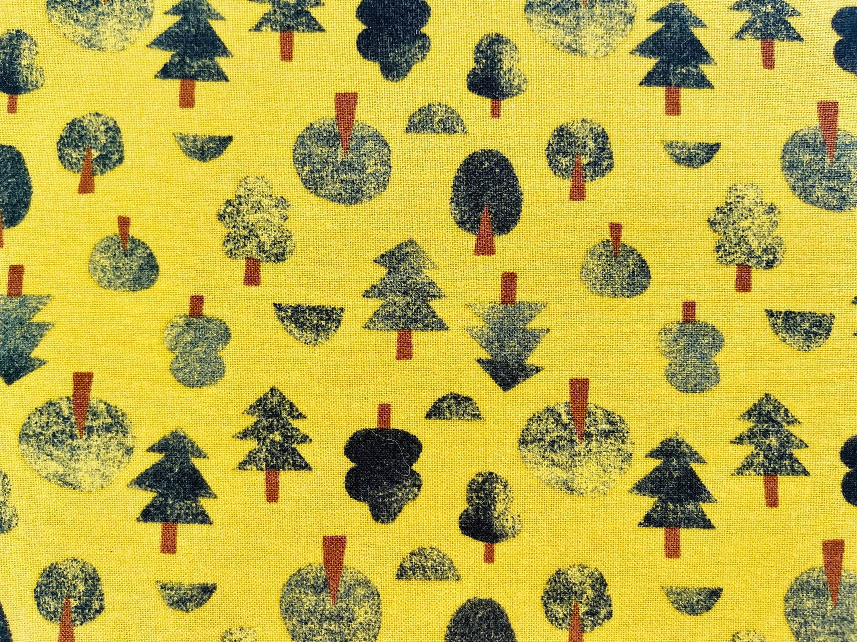 Neko and Tori-Tiny Trees-Avocado Fabric-Itsuko Naka-Cotton + Steel-IN101-AV2