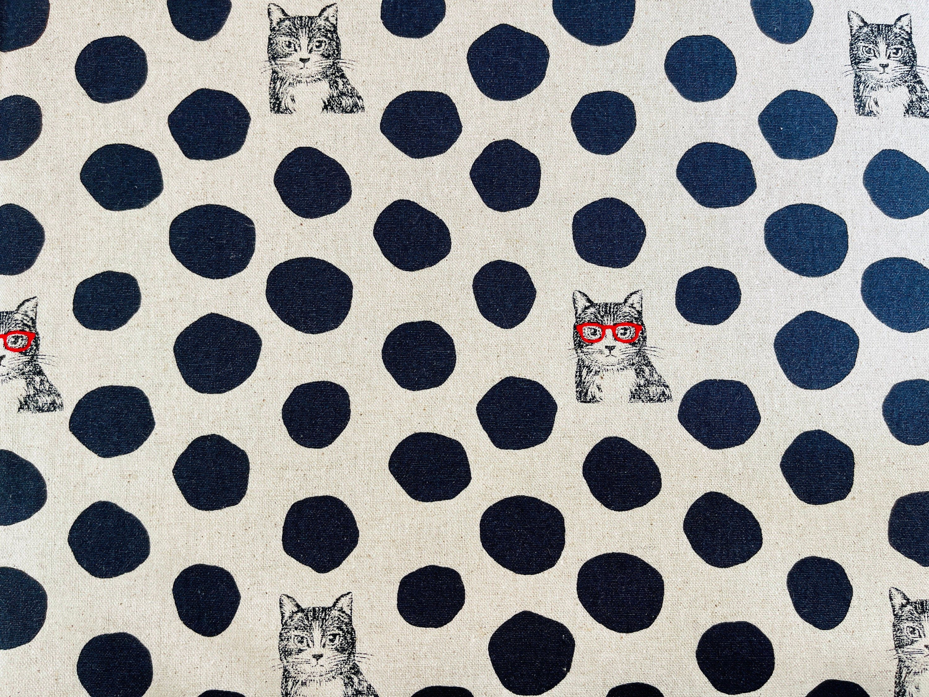 Cat - Cat Cotton Linen Canvas - Echino - Japanese Fabric - EYX 90000-900