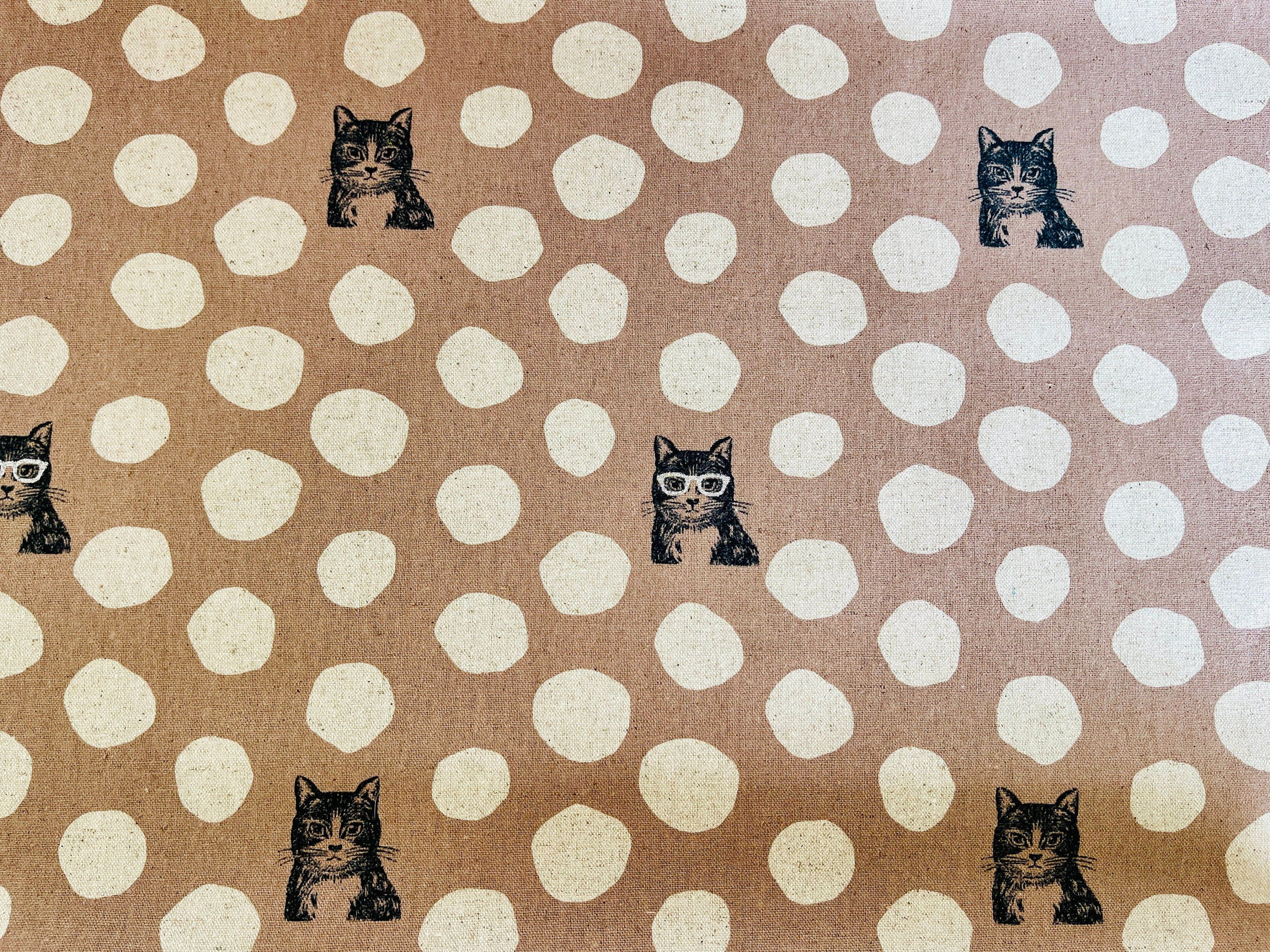 Cat - Cat Cotton Linen Canvas - Echino - Japanese Fabric - EYX 90000-900