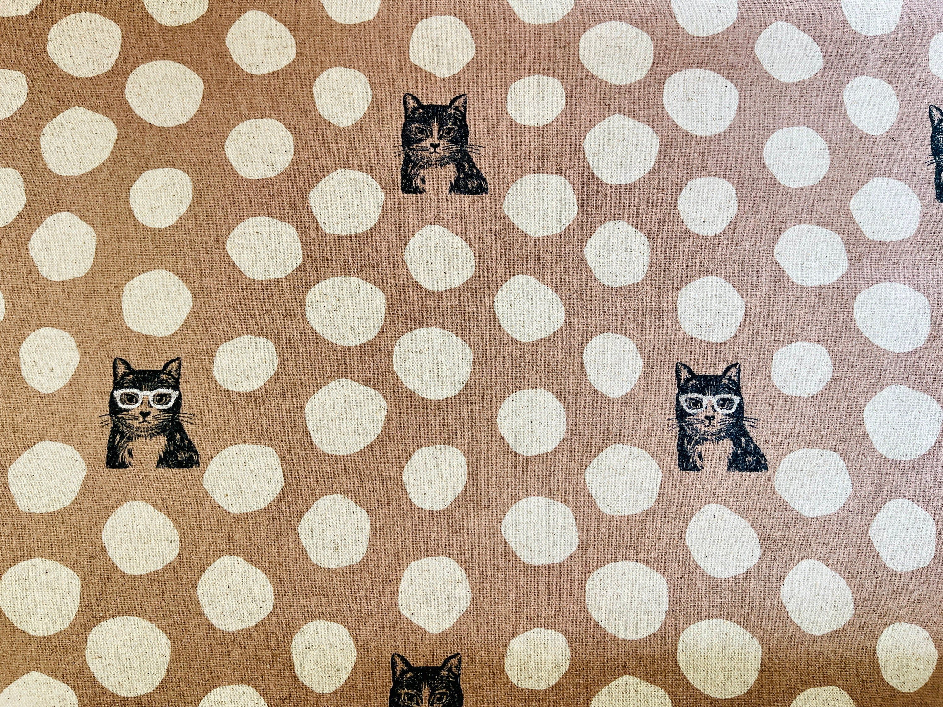 Cat - Cat Cotton Linen Canvas - Echino - Japanese Fabric - EYX 90000-900