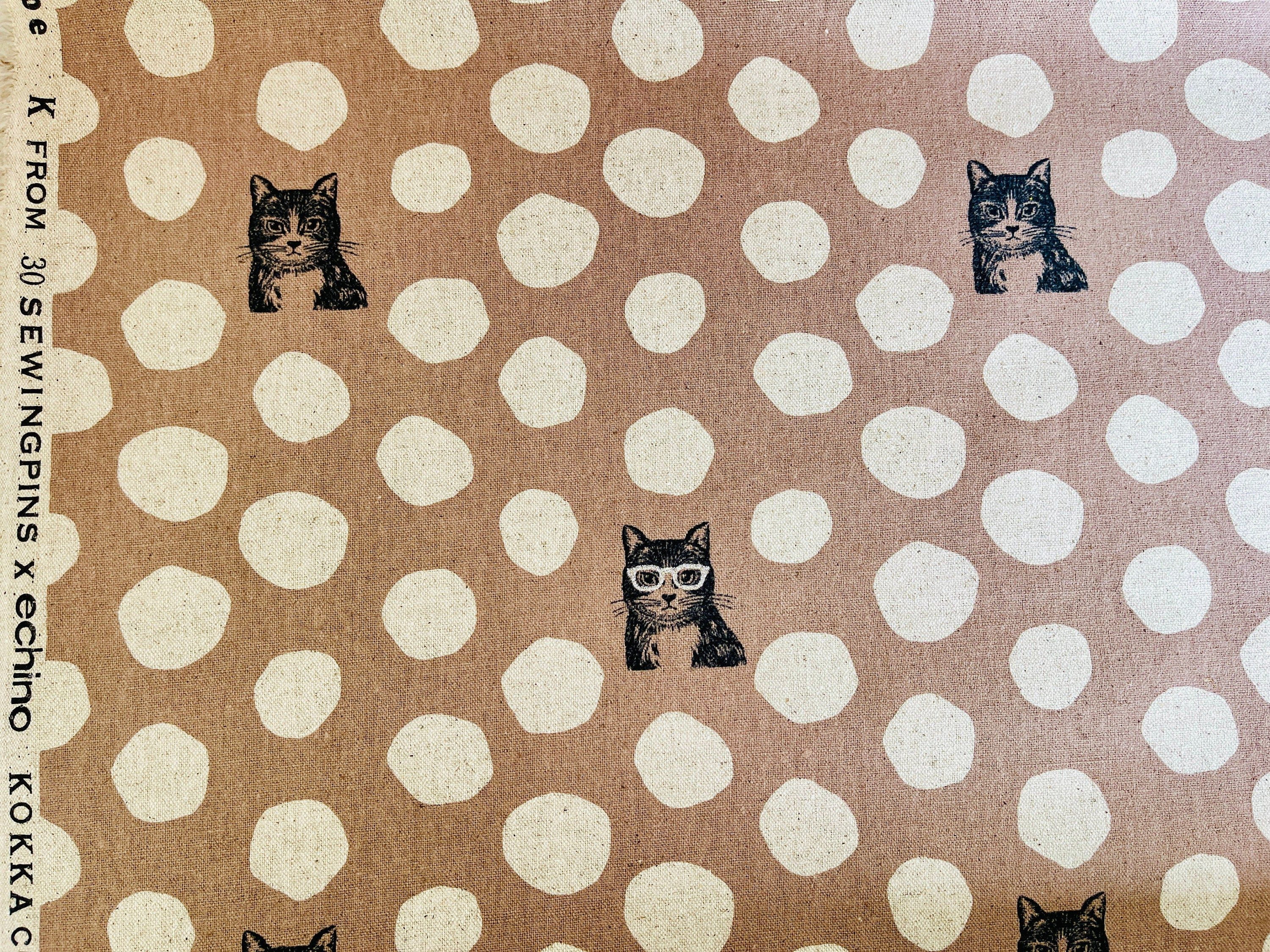 Cat - Cat Cotton Linen Canvas - Echino - Japanese Fabric - EYX 90000-900