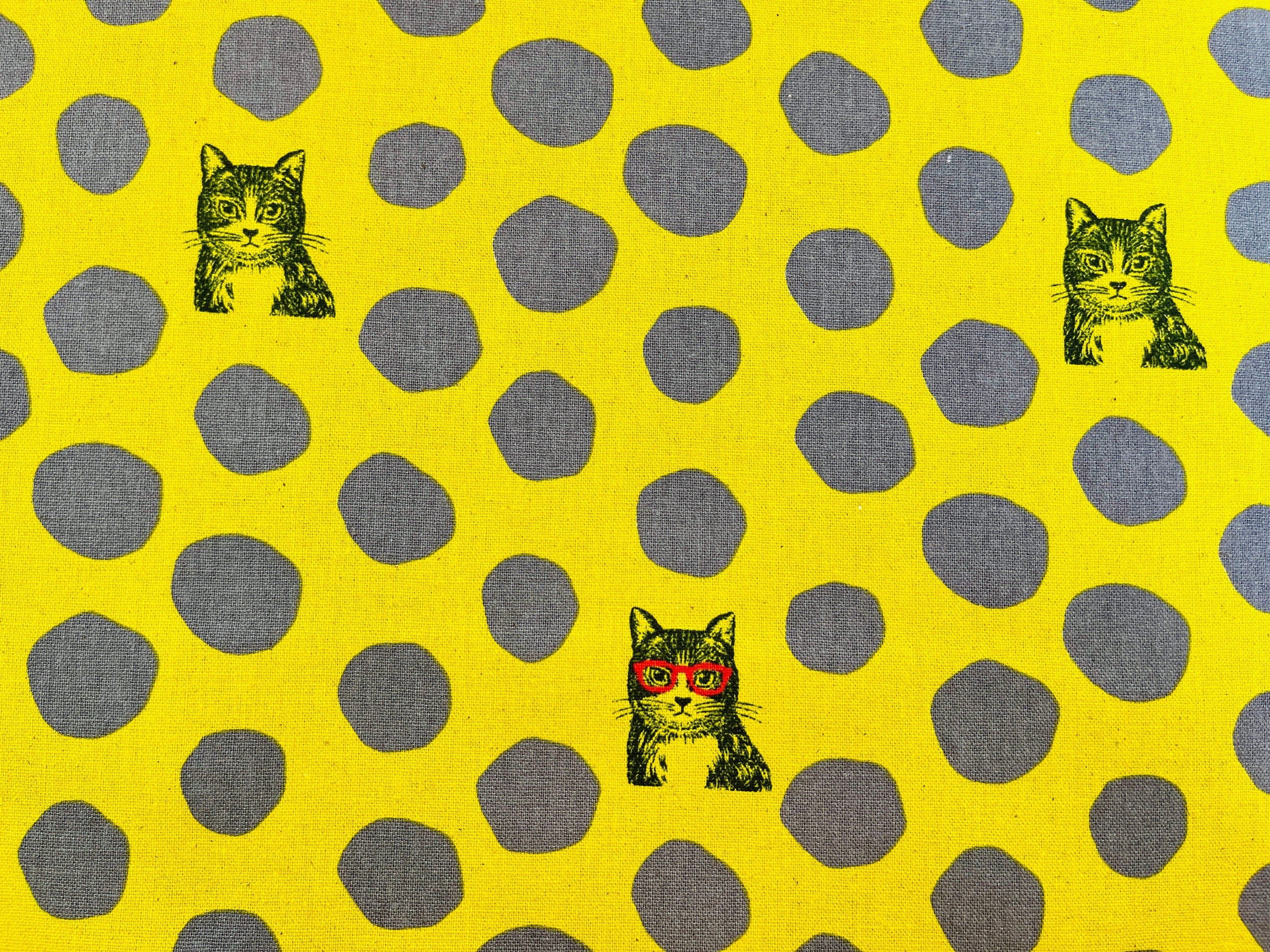 Cat - Cat Cotton Linen Canvas - Echino - Japanese Fabric - EYX 90000-900