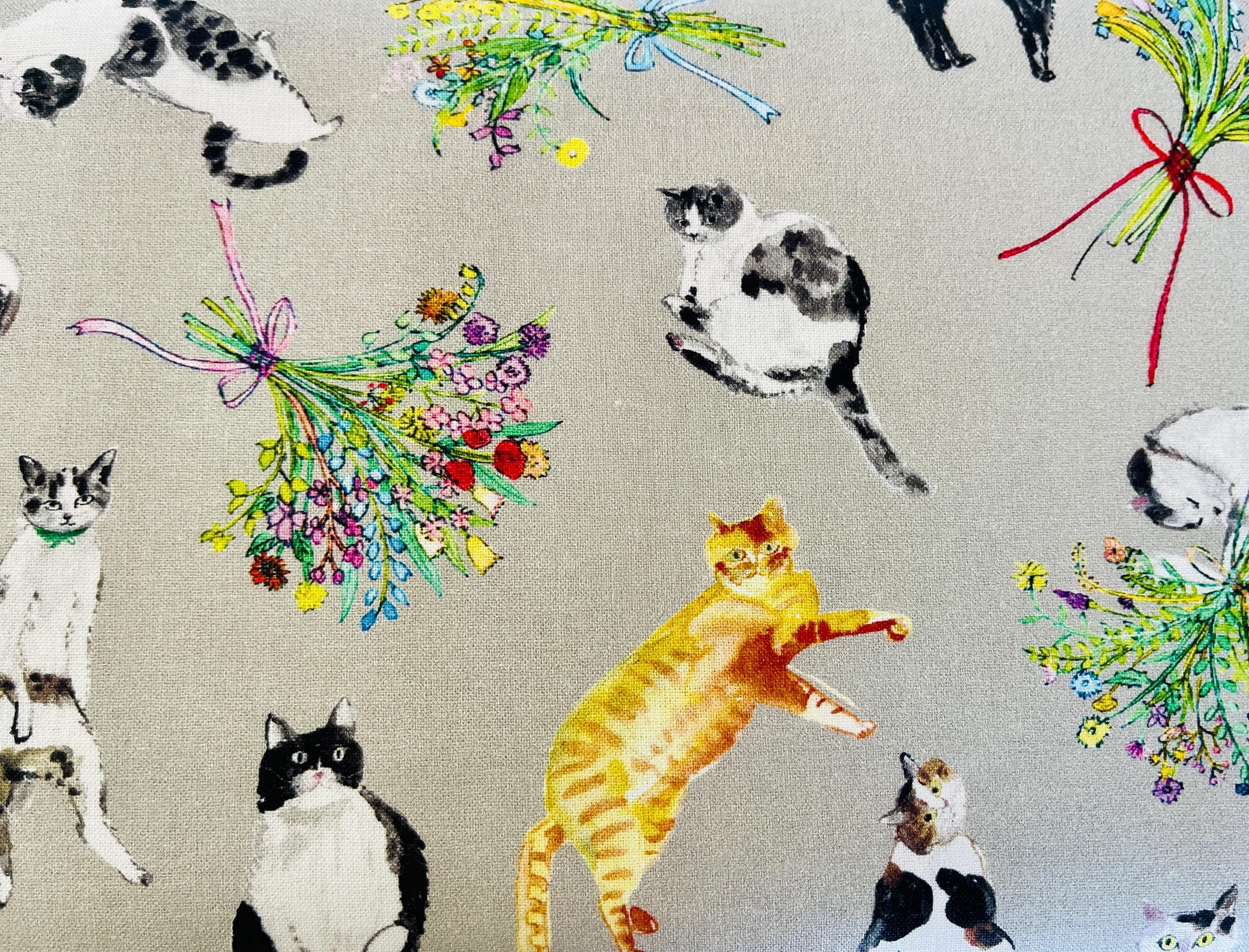 Cat-Cat fabric-Paper message sewing-Japanese fabric-EGXA-8005