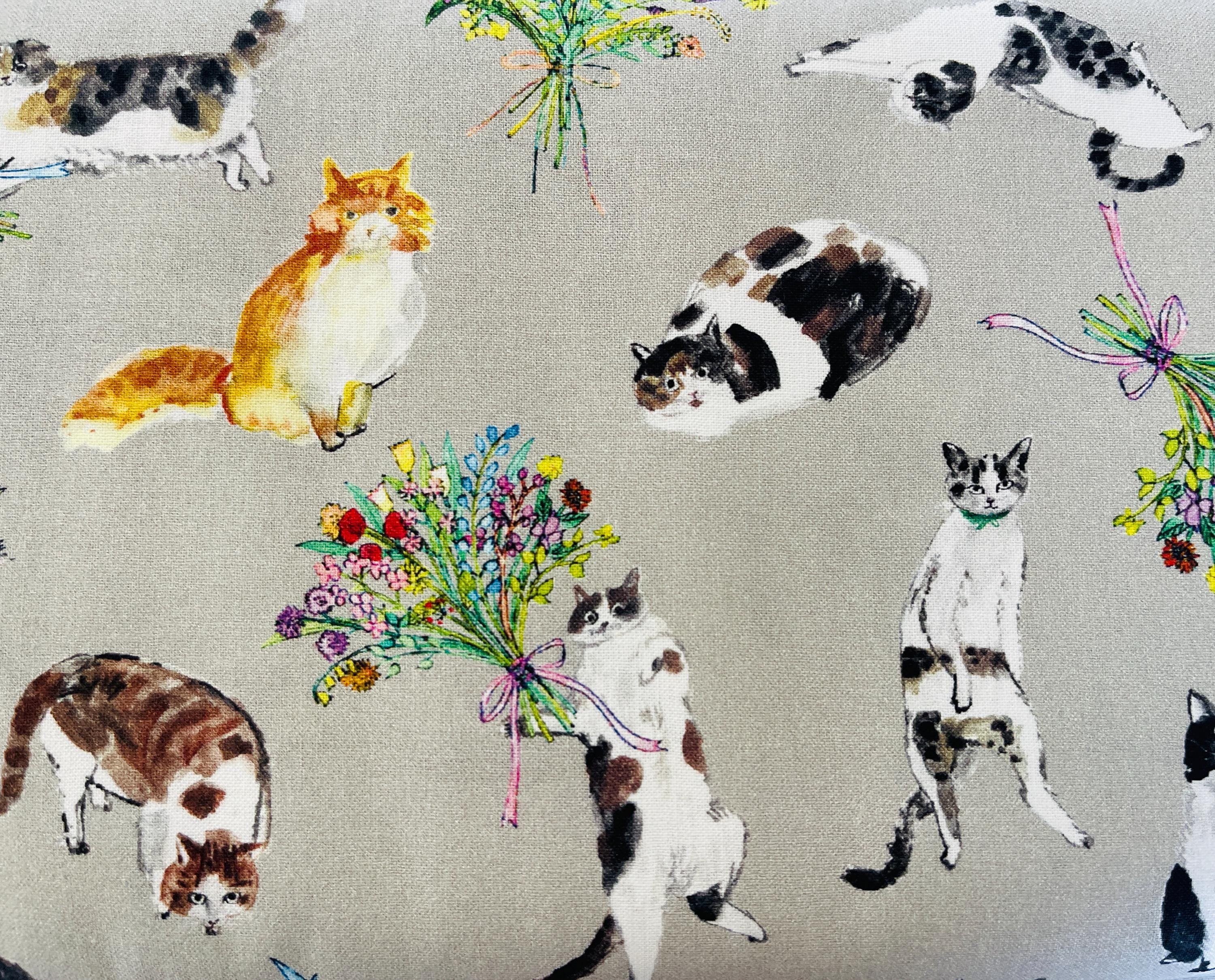 Cat-Cat fabric-Paper message sewing-Japanese fabric-EGXA-8005