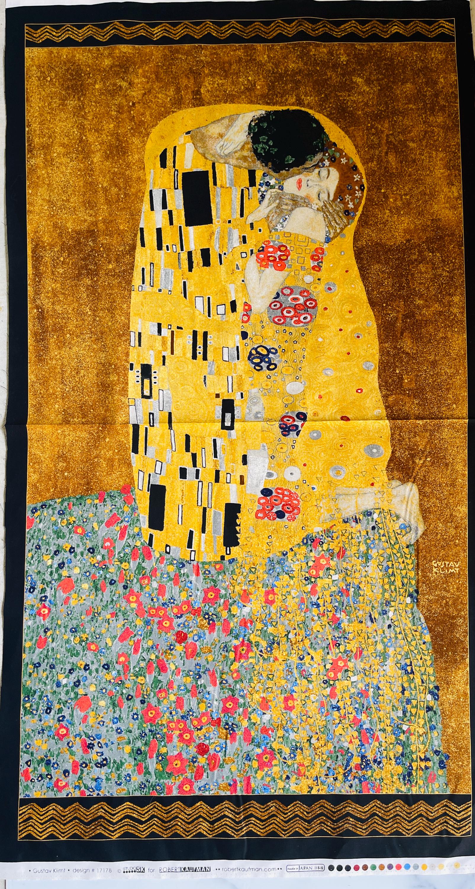 Gustav Klimt - Kissing - Gold - Robert Kaufman - Quilting Cotton Panel - SRKM-17178-133