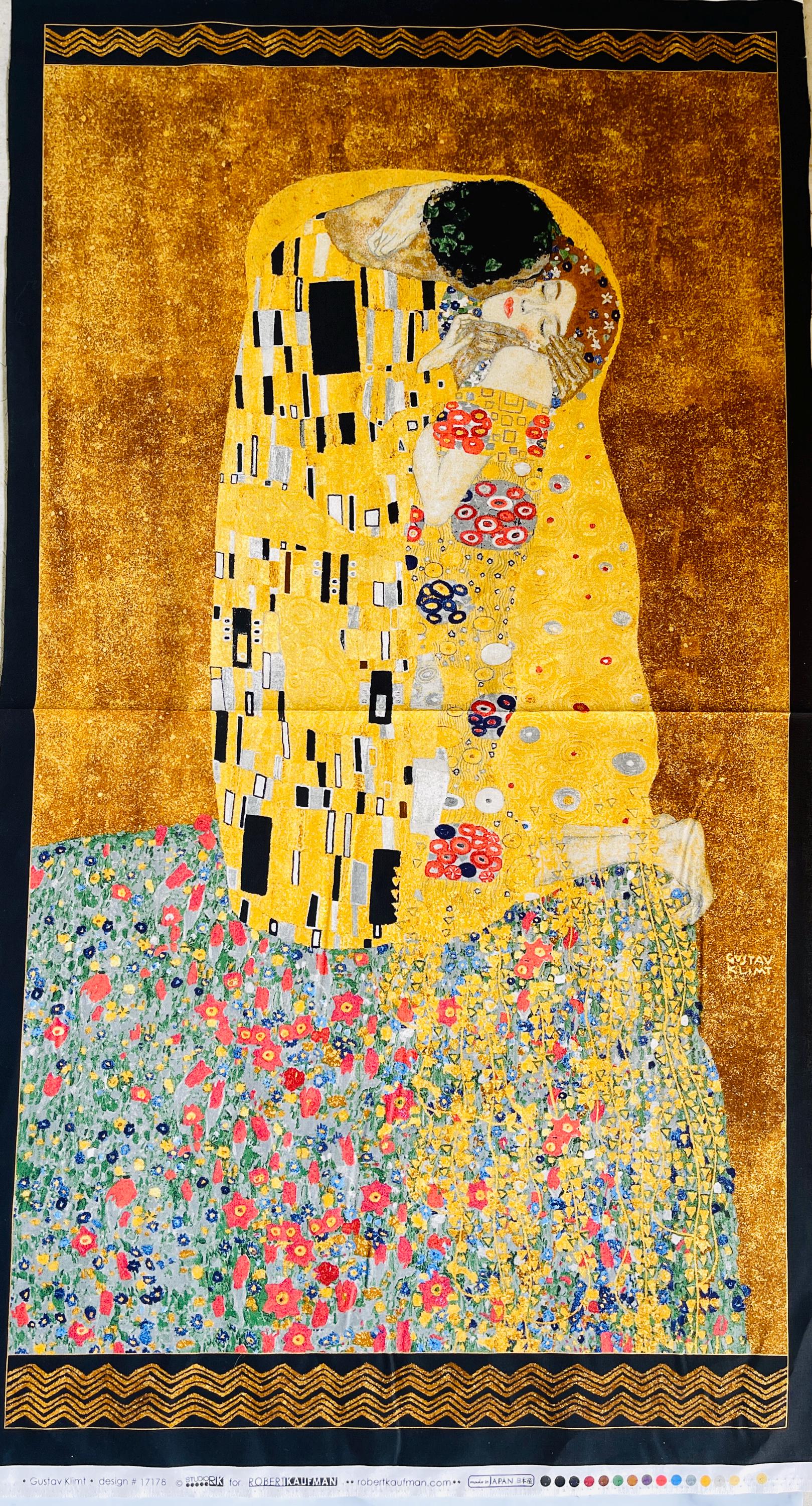 Gustav Klimt - Kissing - Gold - Robert Kaufman - Quilting Cotton Panel - SRKM-17178-133