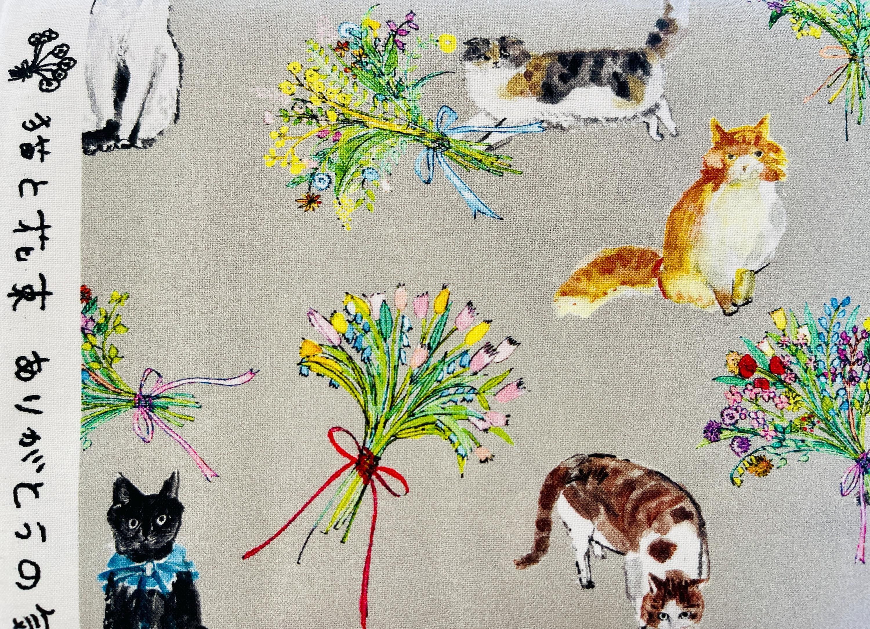 Cat-Cat fabric-Paper message sewing-Japanese fabric-EGXA-8005