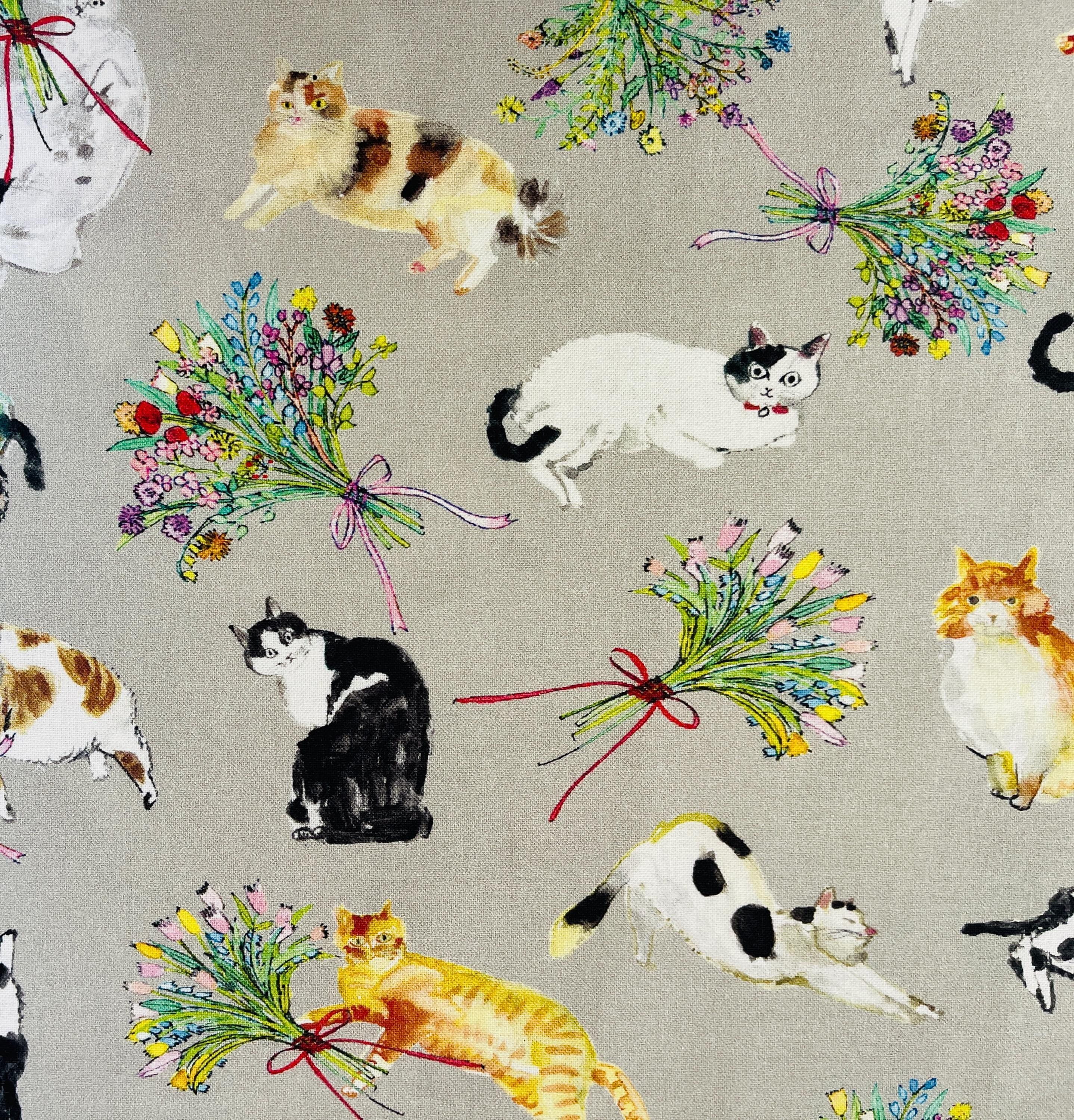 Cat-Cat fabric-Paper message sewing-Japanese fabric-EGXA-8005