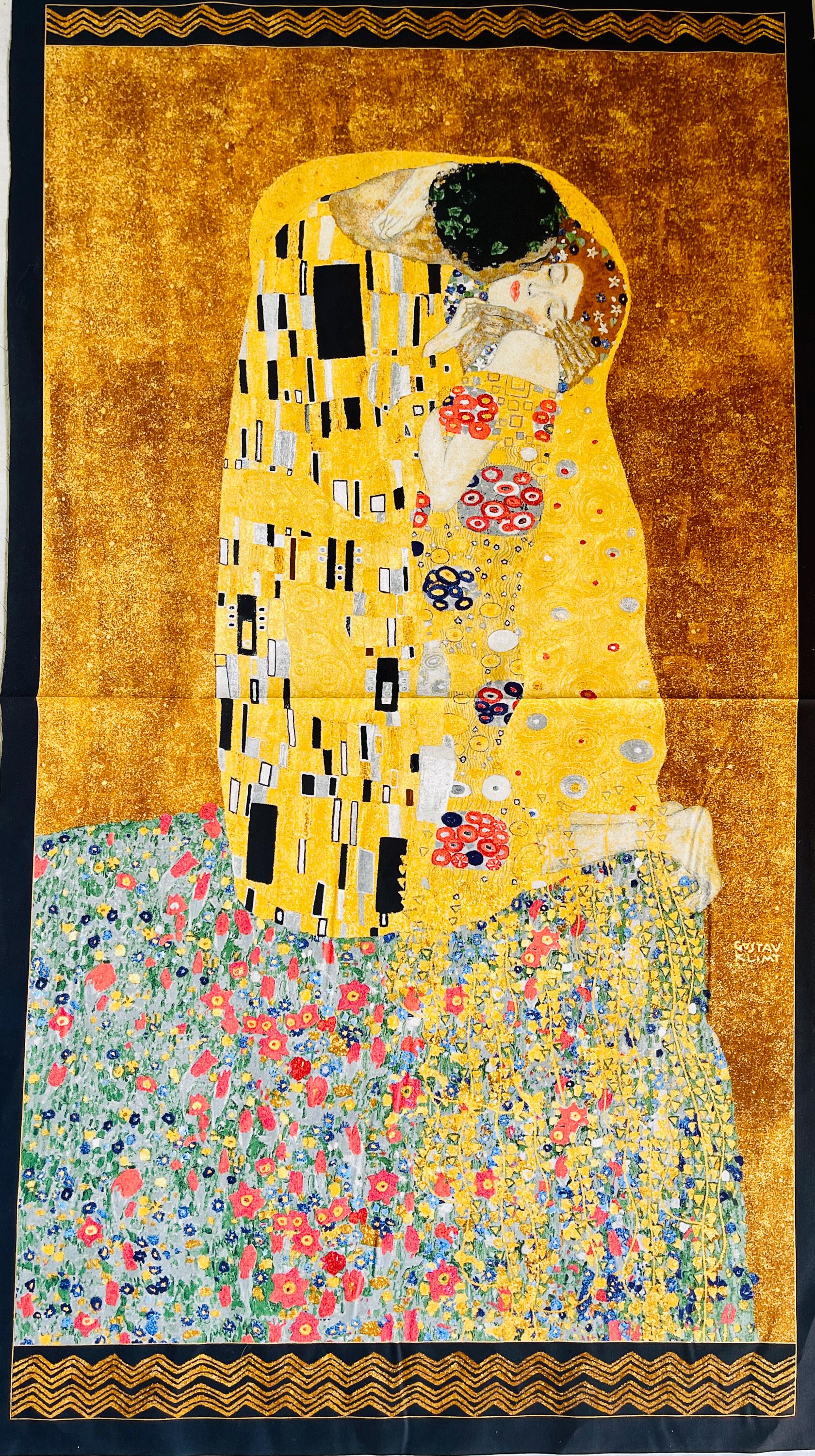 Gustav Klimt - Kissing - Gold - Robert Kaufman - Quilting Cotton Panel - SRKM-17178-133