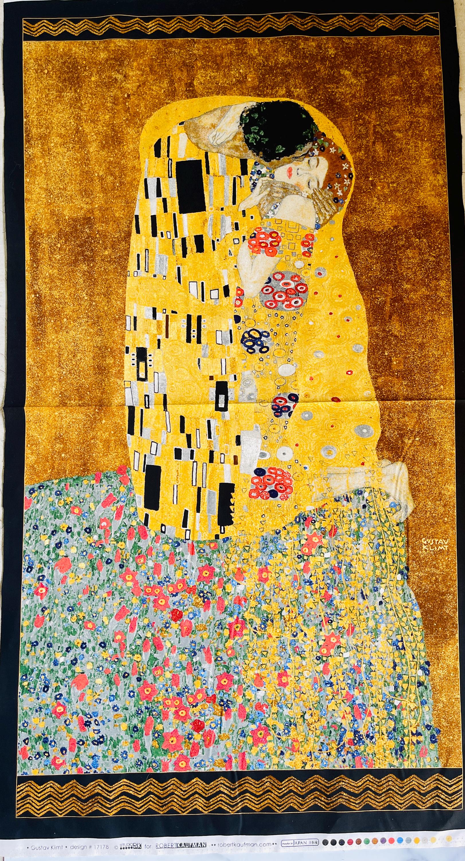 Gustav Klimt - Kissing - Gold - Robert Kaufman - Quilting Cotton Panel - SRKM-17178-133